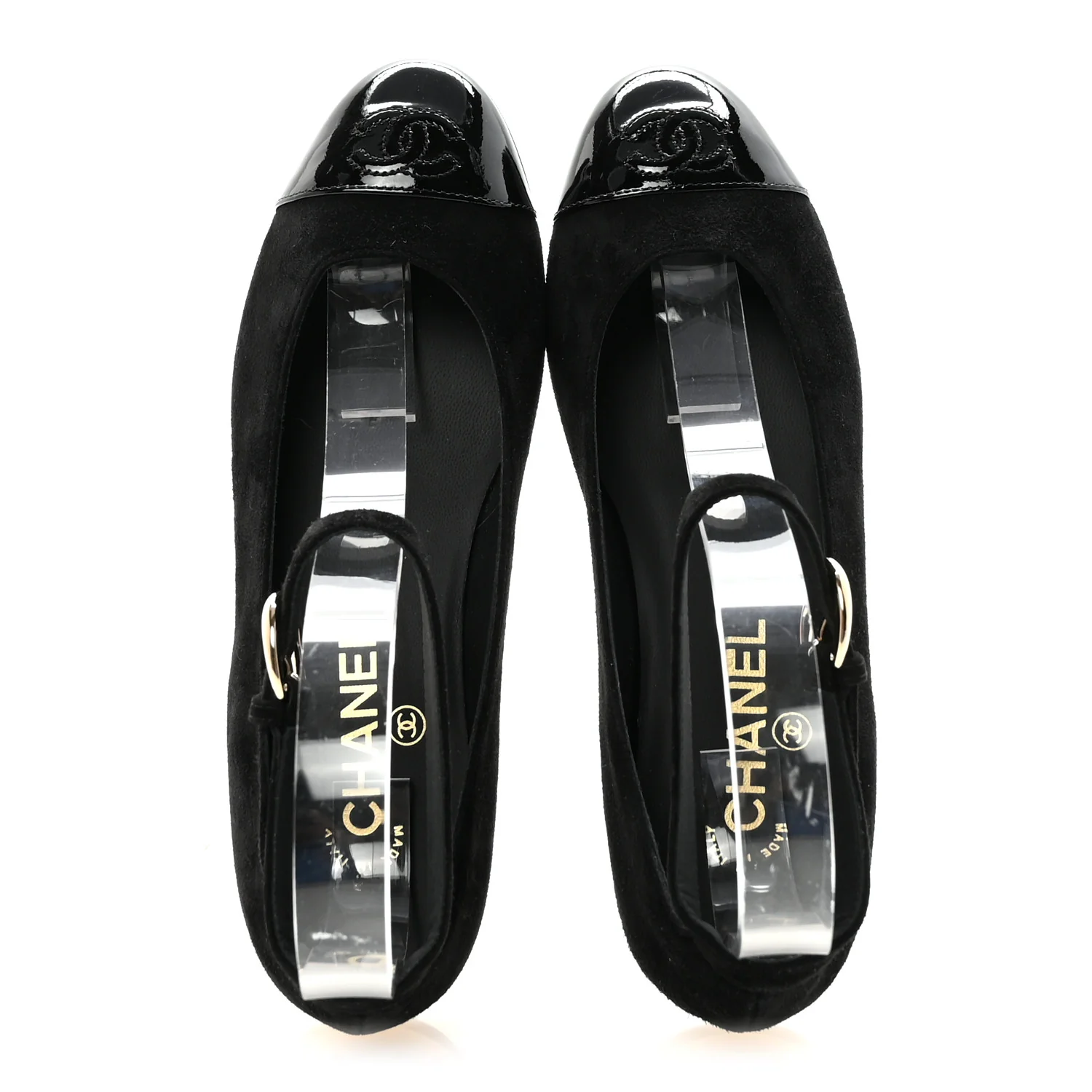 Suede Patent Cap Toe CC Mary Jane Flats 37 Black - Image 2