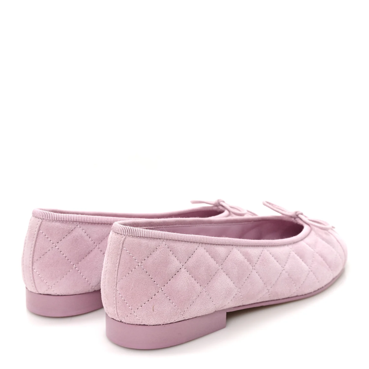Suede Quilted Cap Toe CC Ballerina Flats 36 Light Pink - Image 5