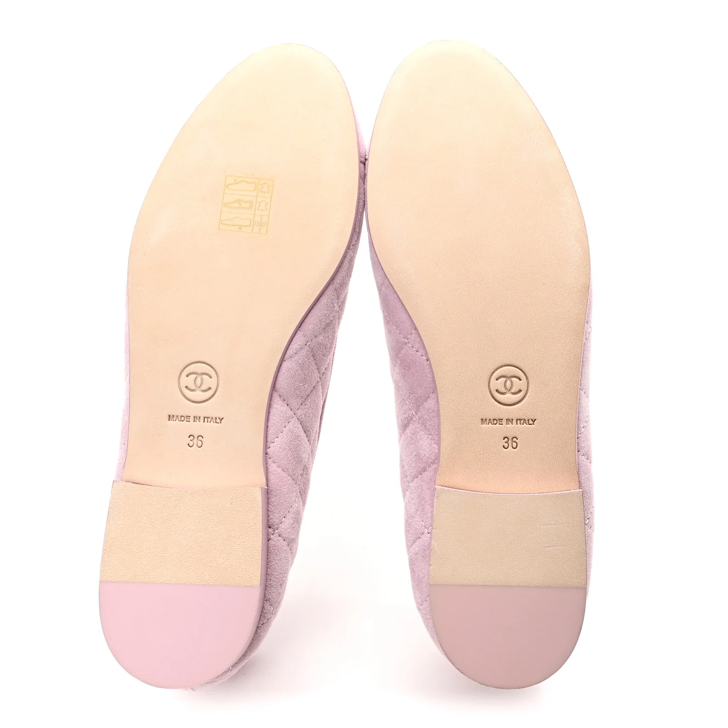 Suede Quilted Cap Toe CC Ballerina Flats 36 Light Pink - Image 6