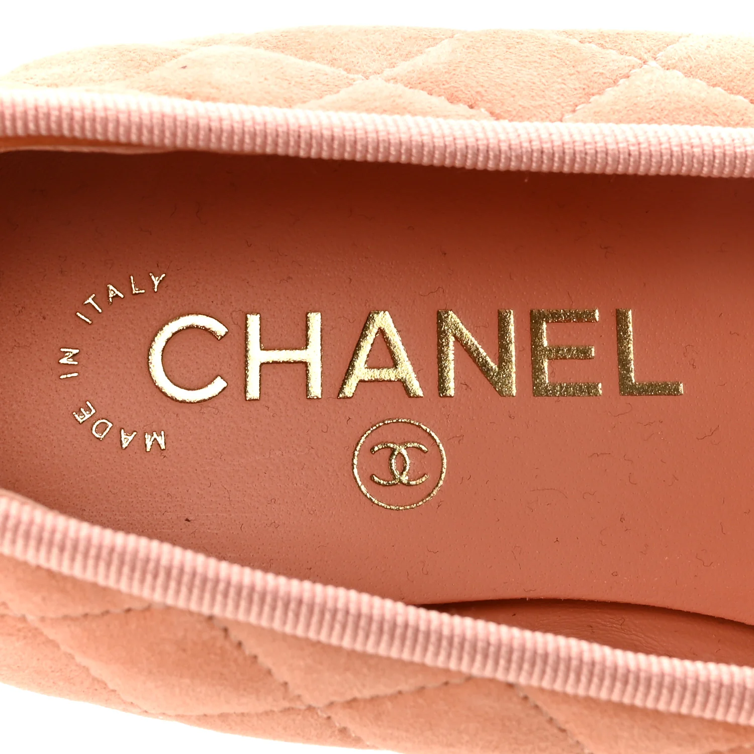 Suede Quilted Cap Toe CC Ballerina Flats 37 Light Orange - Image 8