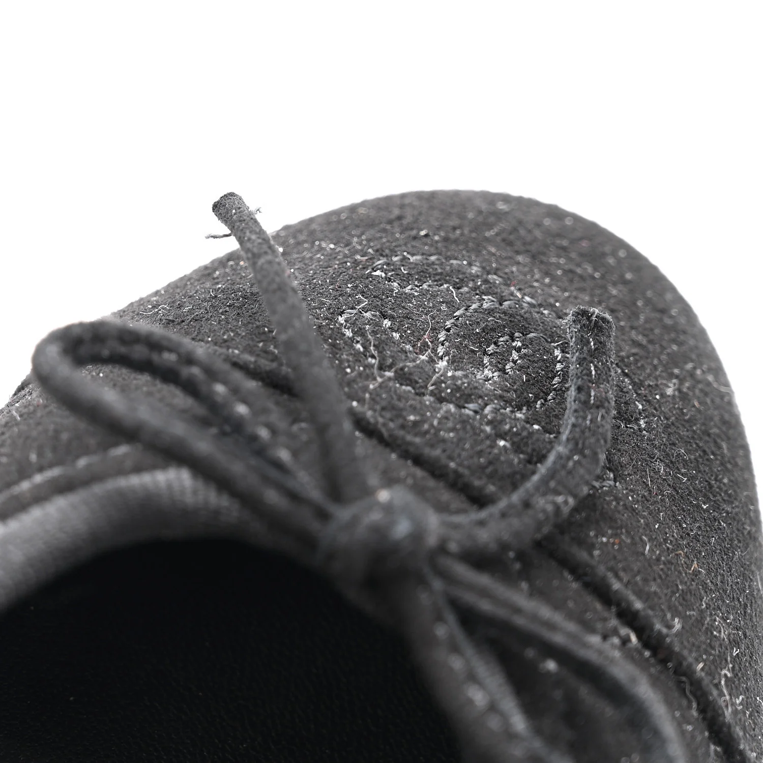 Suede Quilted Cap Toe CC Ballerina Flats 39.5 Black - Image 10