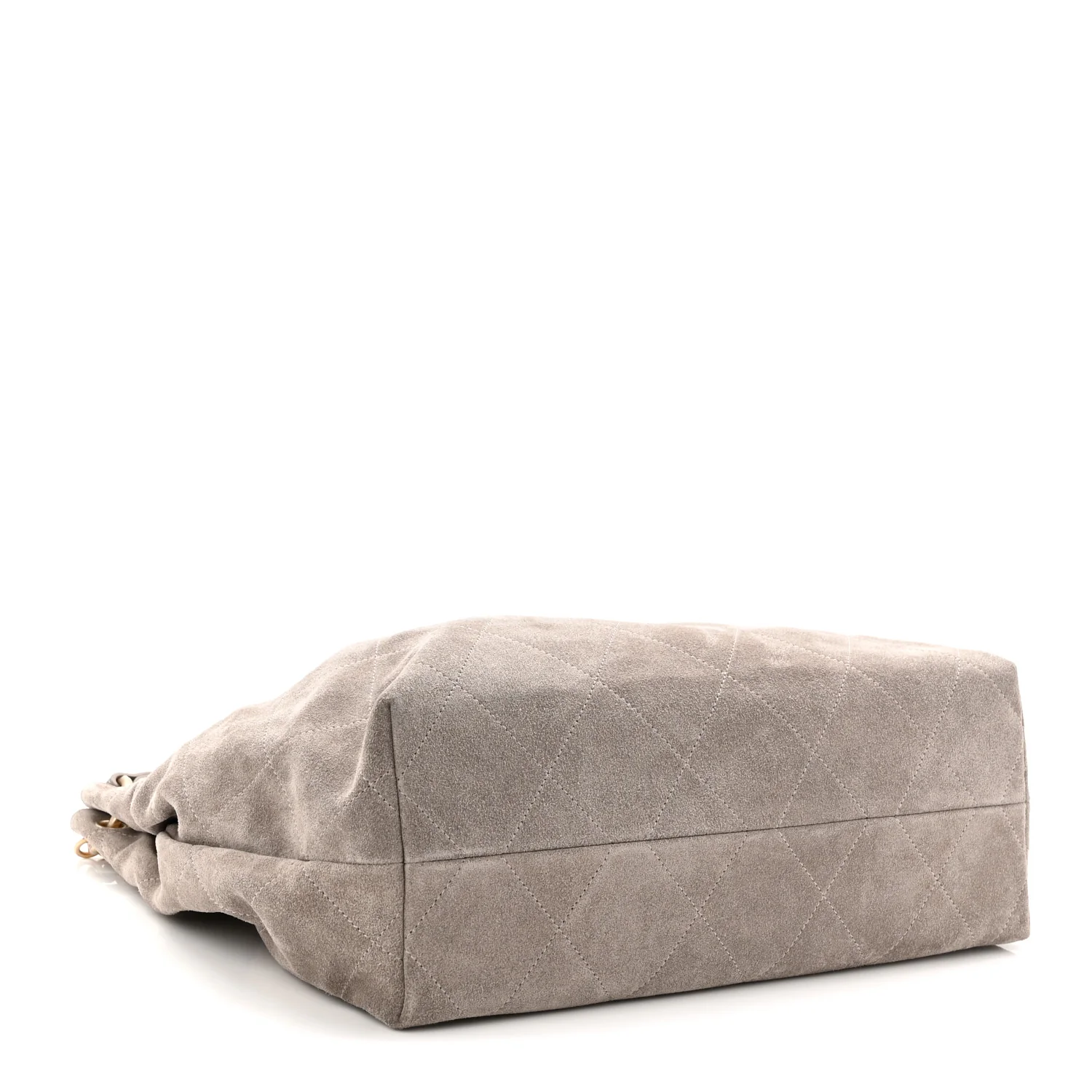 Suede Quilted Large Hobo Dark Grey - Image 4