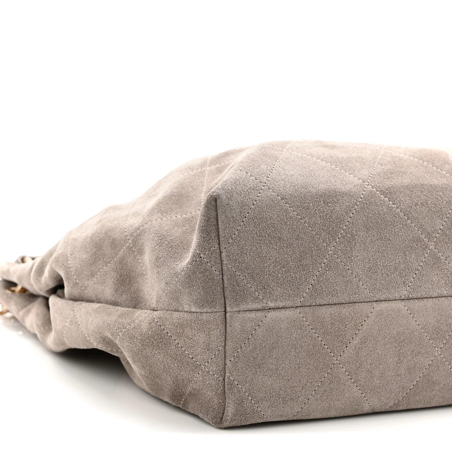 Suede Quilted Large Hobo Dark Grey - Image 9