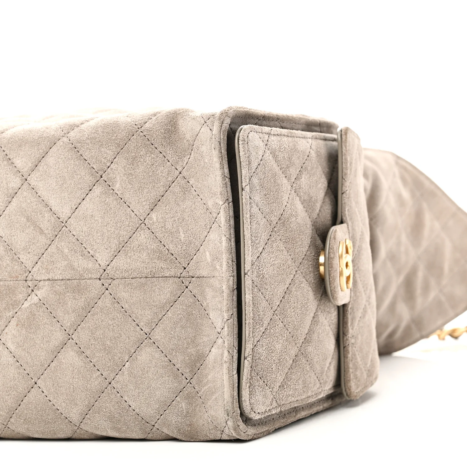 Suede Quilted Medium Chanel 25 Handbag Grey - Image 10