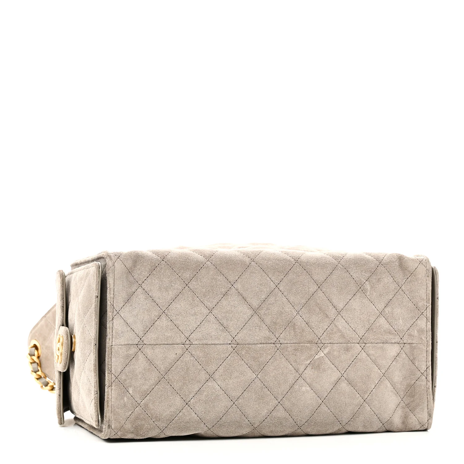 Suede Quilted Medium Chanel 25 Handbag Grey - Image 4