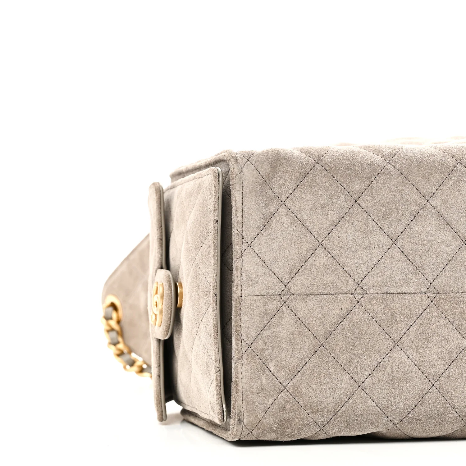 Suede Quilted Medium Chanel 25 Handbag Grey - Image 9