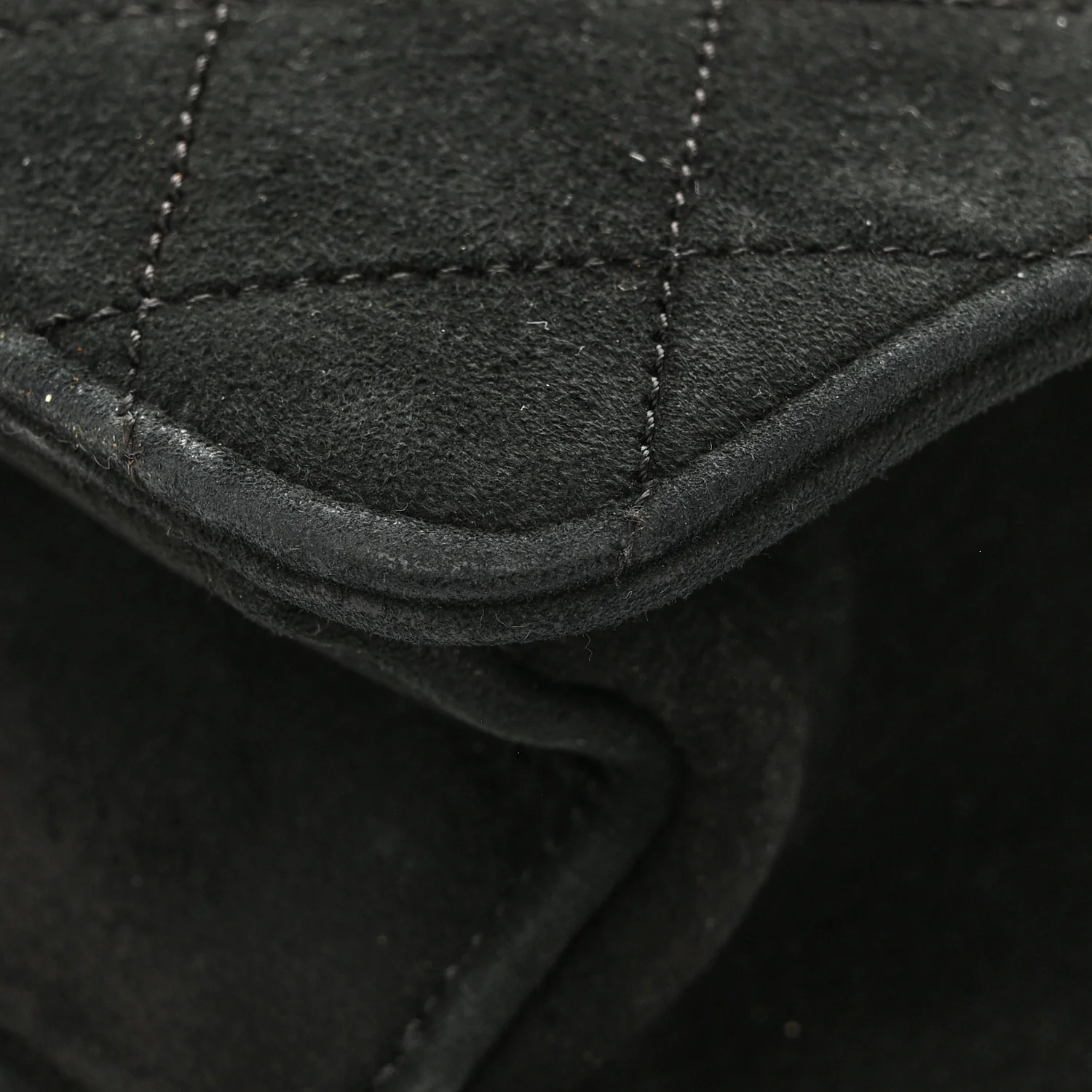 Suede Quilted Medium Single Flap Black - Image 11