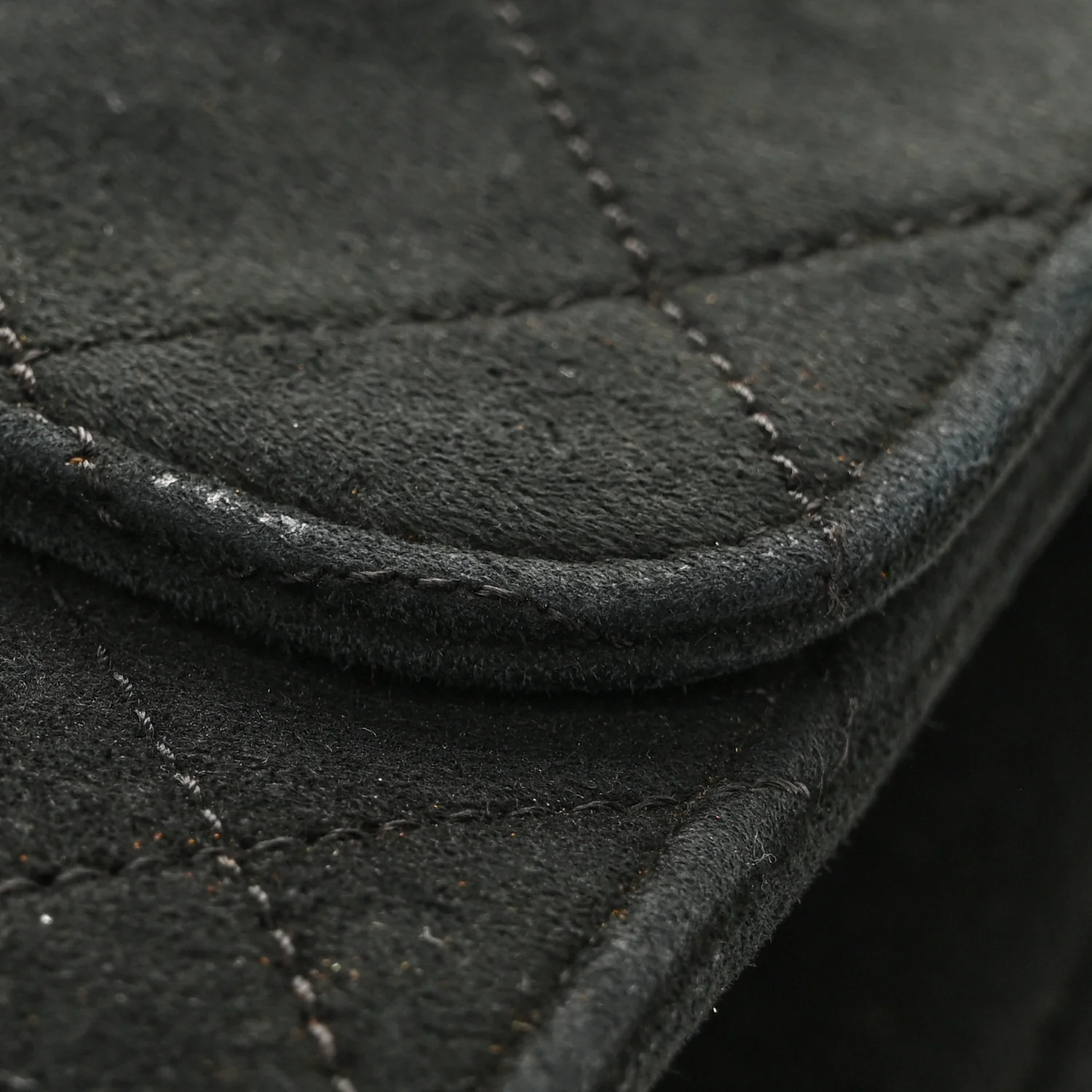 Suede Quilted Medium Single Flap Black - Image 12