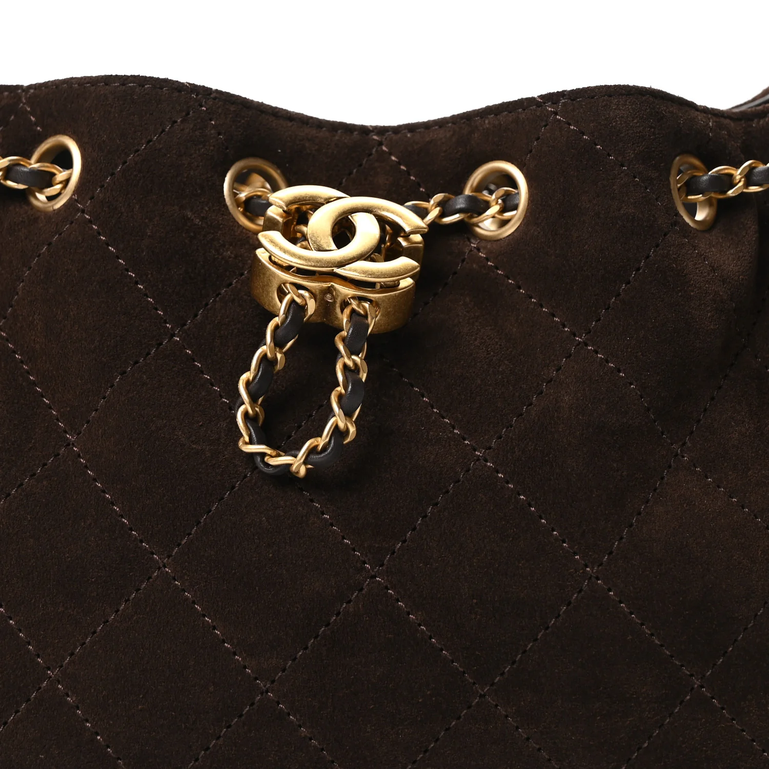 Suede Quilted Mini Chanel 25 Handbag Dark Brown - Image 15