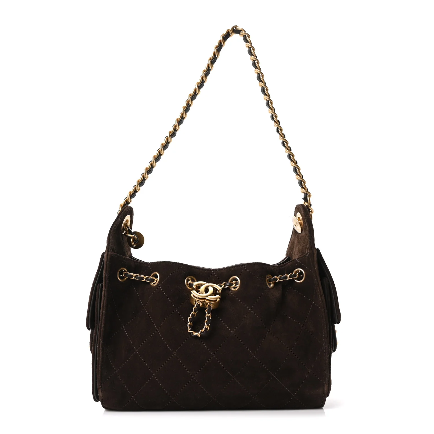 Suede Quilted Mini Chanel 25 Handbag Dark Brown - Image 2