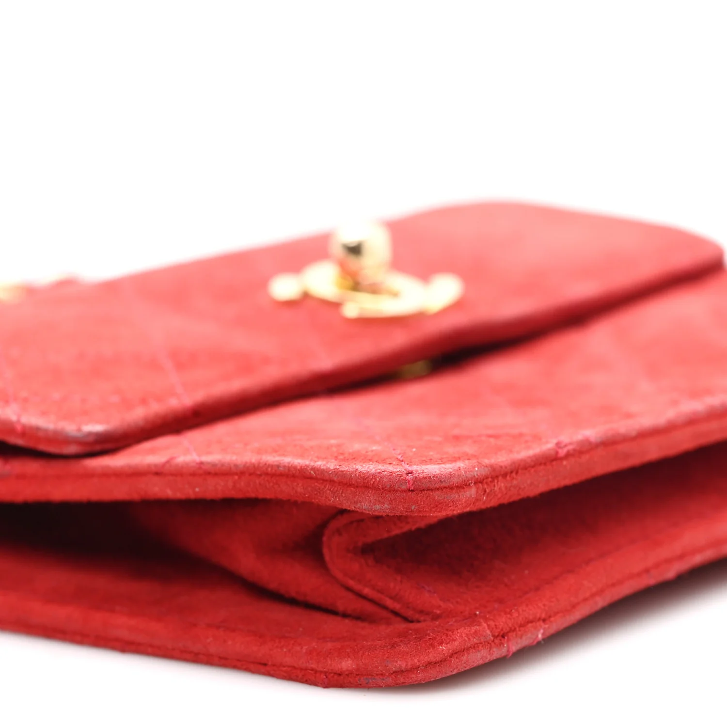 Suede Quilted Mini Square Flap Red - Image 10