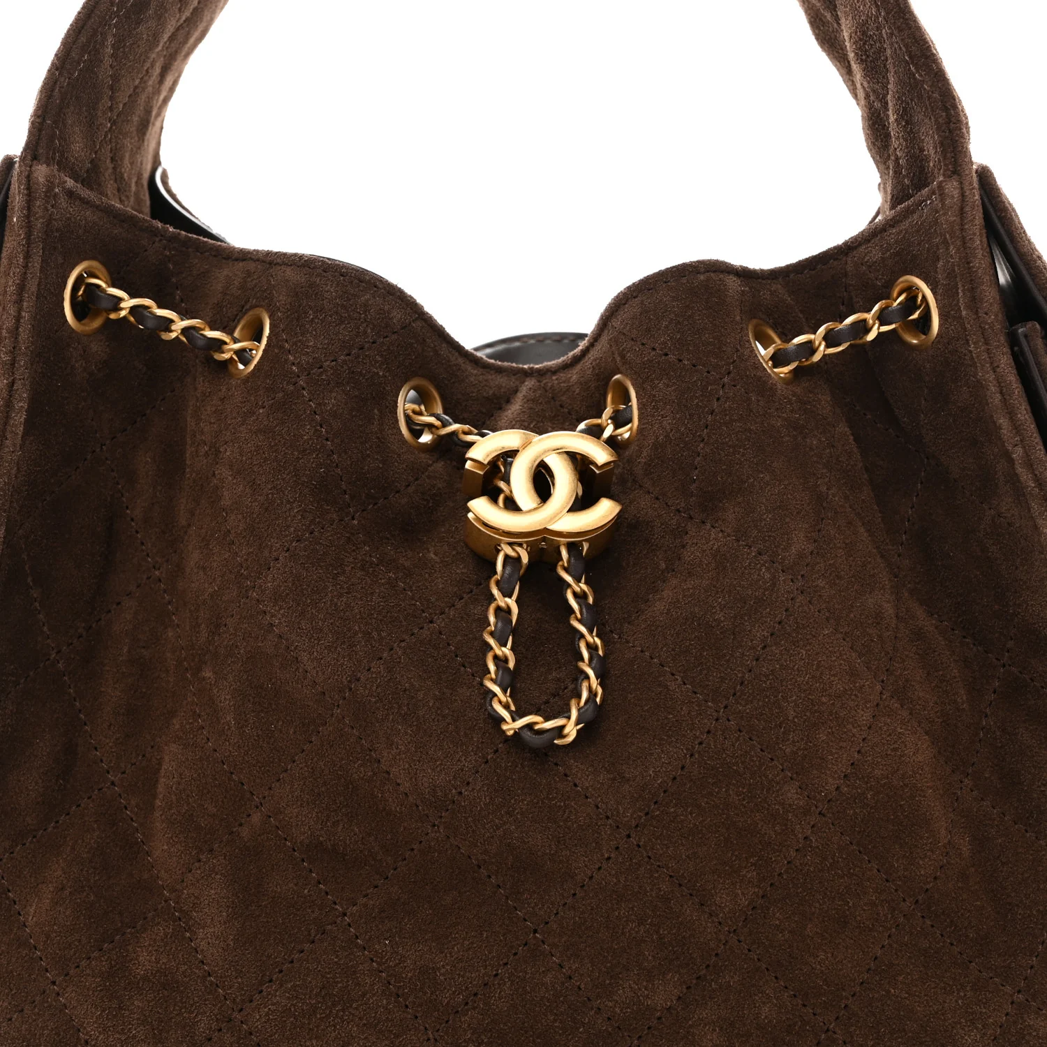 Suede Quilted Small Chanel 25 Handbag Dark Brown - Image 8