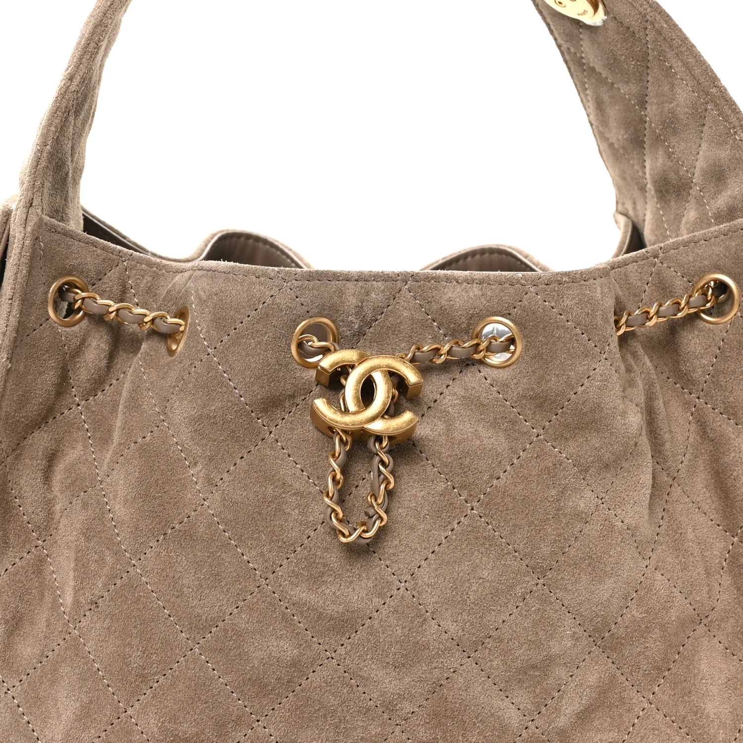 Suede Quilted Small Chanel 25 Handbag Dark Grey - Image 8