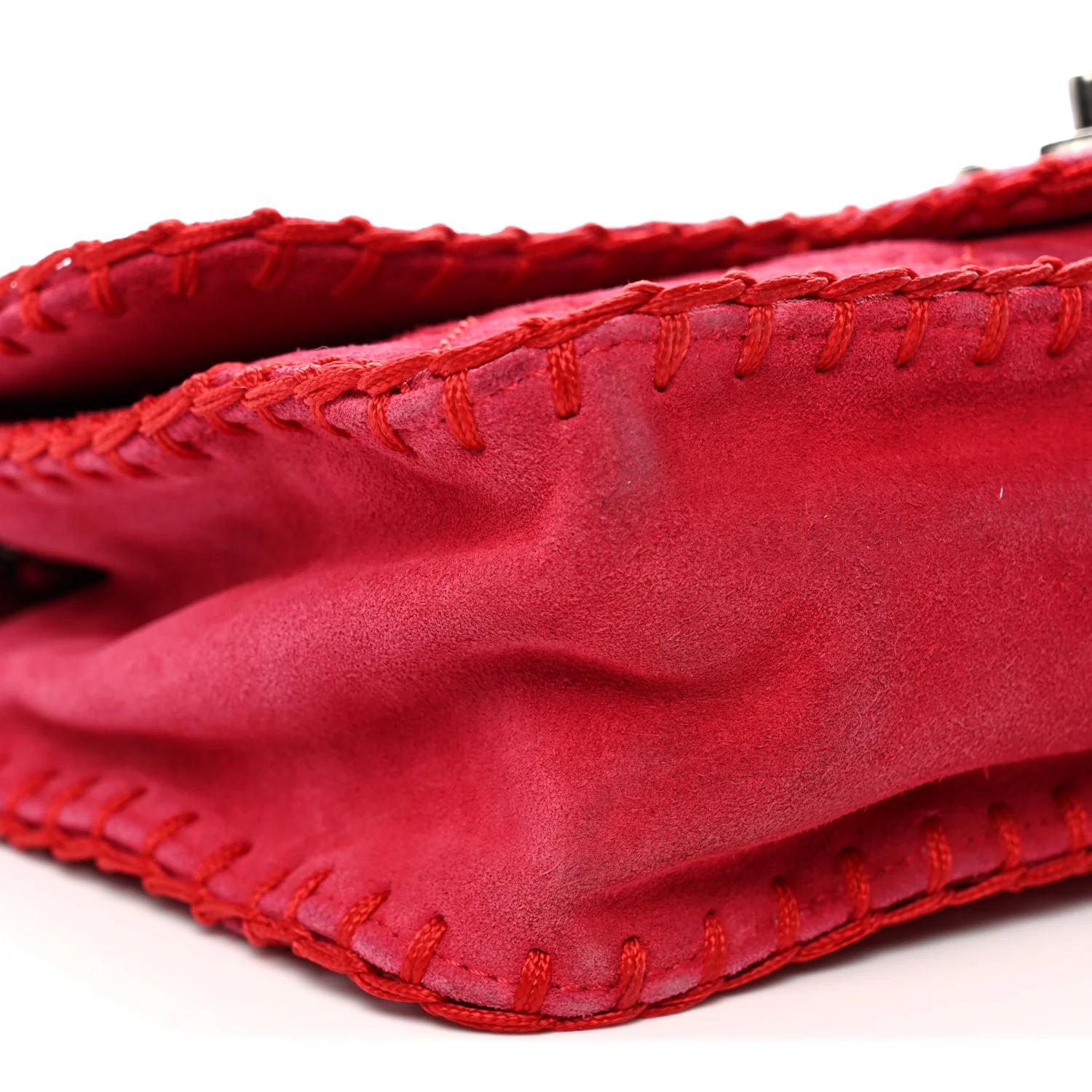 Suede Quilted Whipstitch Flap Red - Image 9