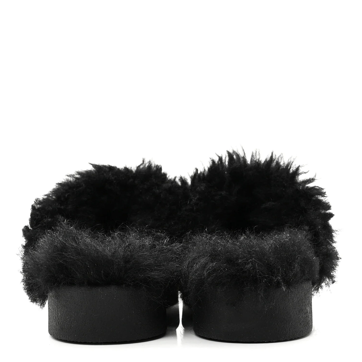 Suede Shearling CC Cap Toe Mules 36 Black - Image 6