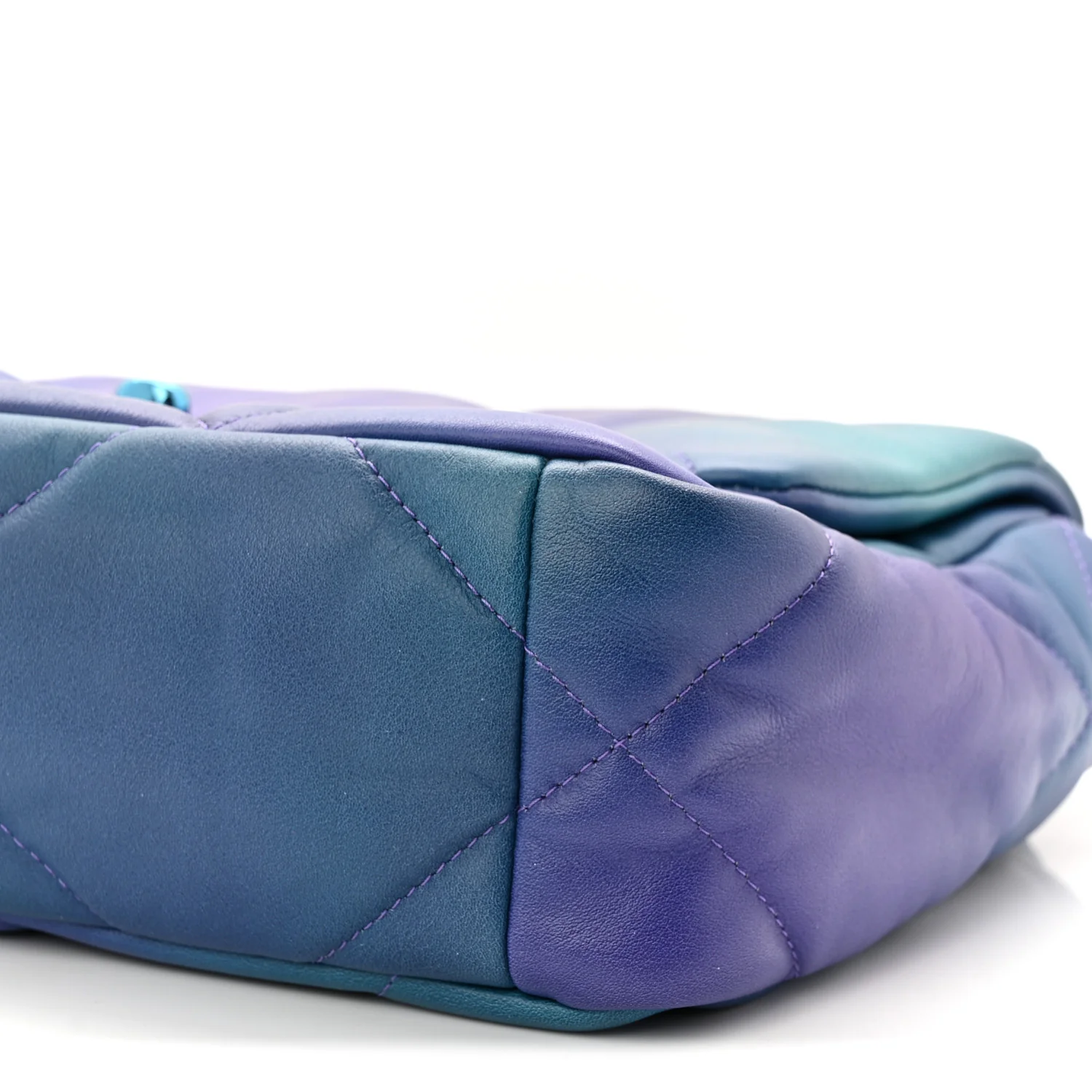 Tie Dye Calfskin Quilted Medium Chanel 19 Flap Blue Purple - Image 10