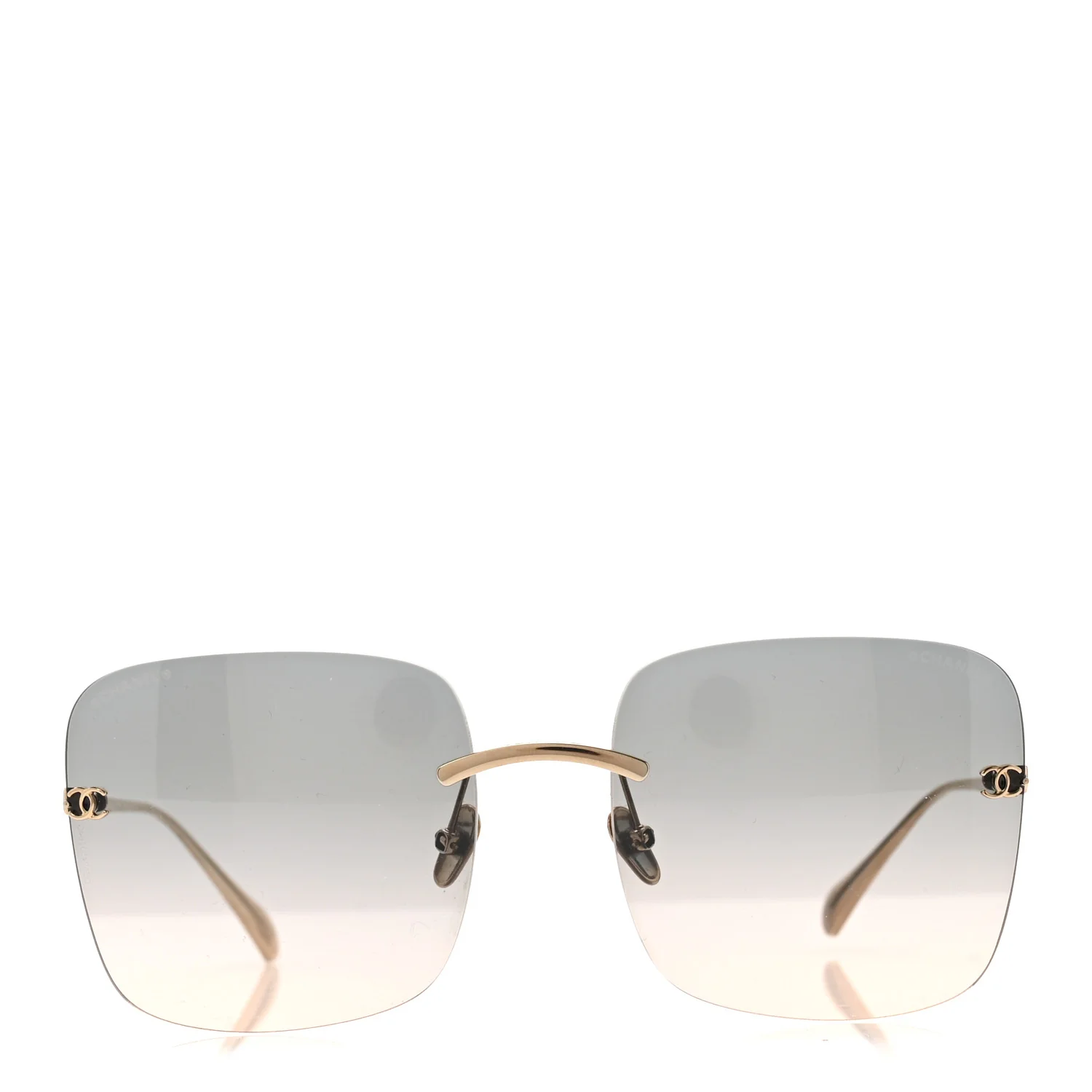 Titanium Rimless Square Sunglasses 4287-T Gold Gradient Green - Image 2