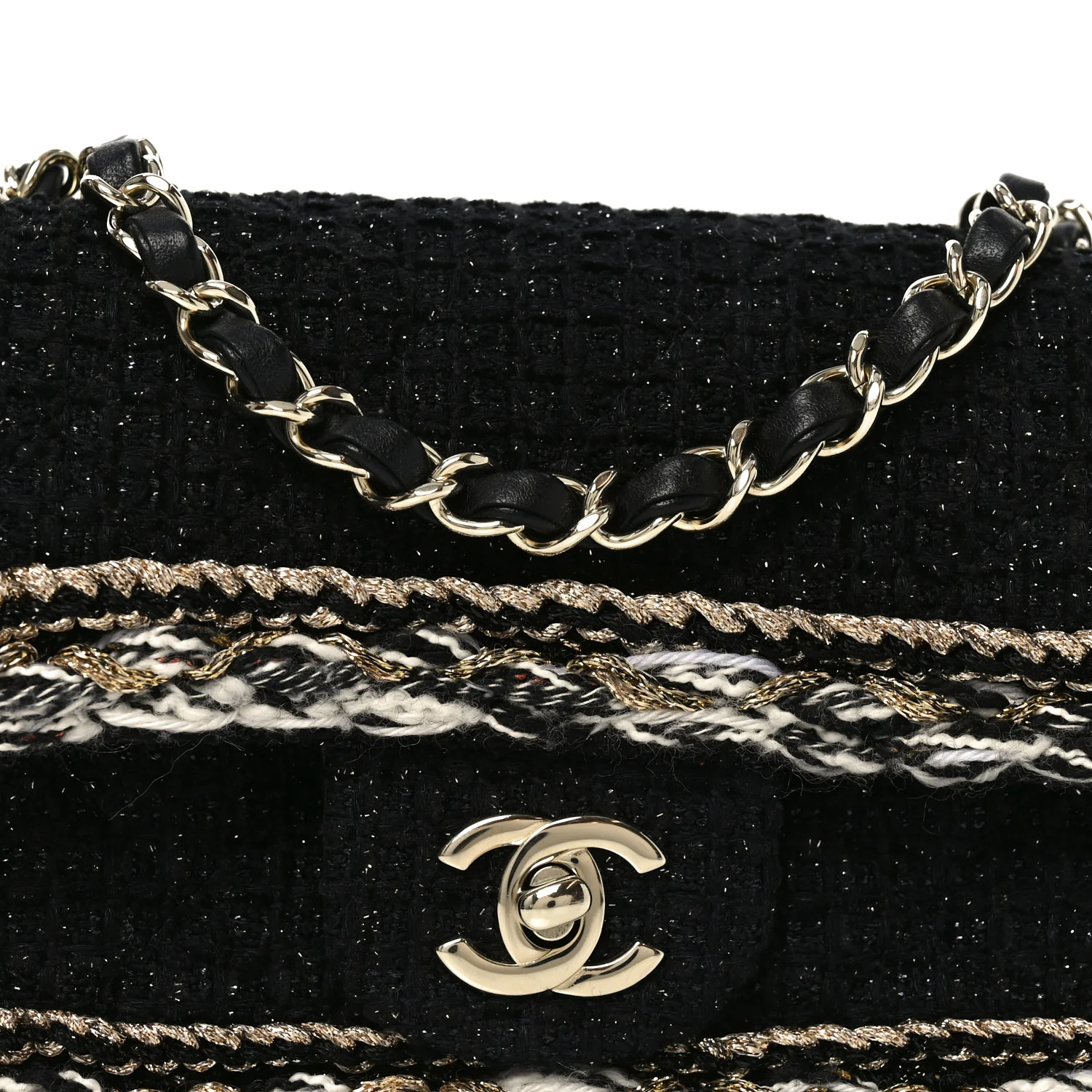 Tweed Braided Mini Rectangular Flap Black - Image 8