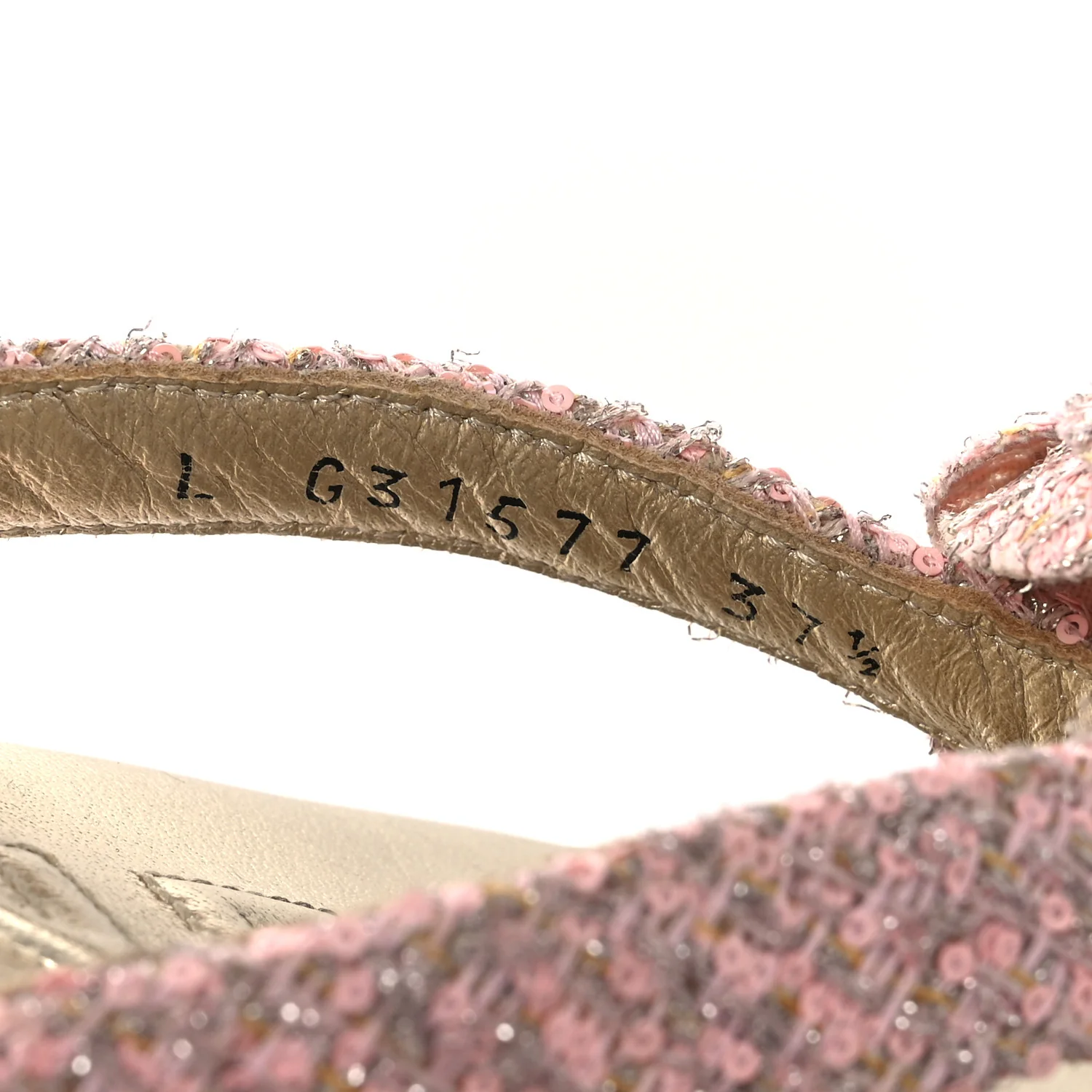 Tweed Camellia Thong Sandals 37.5 Salmon Apricot Gold - Image 10