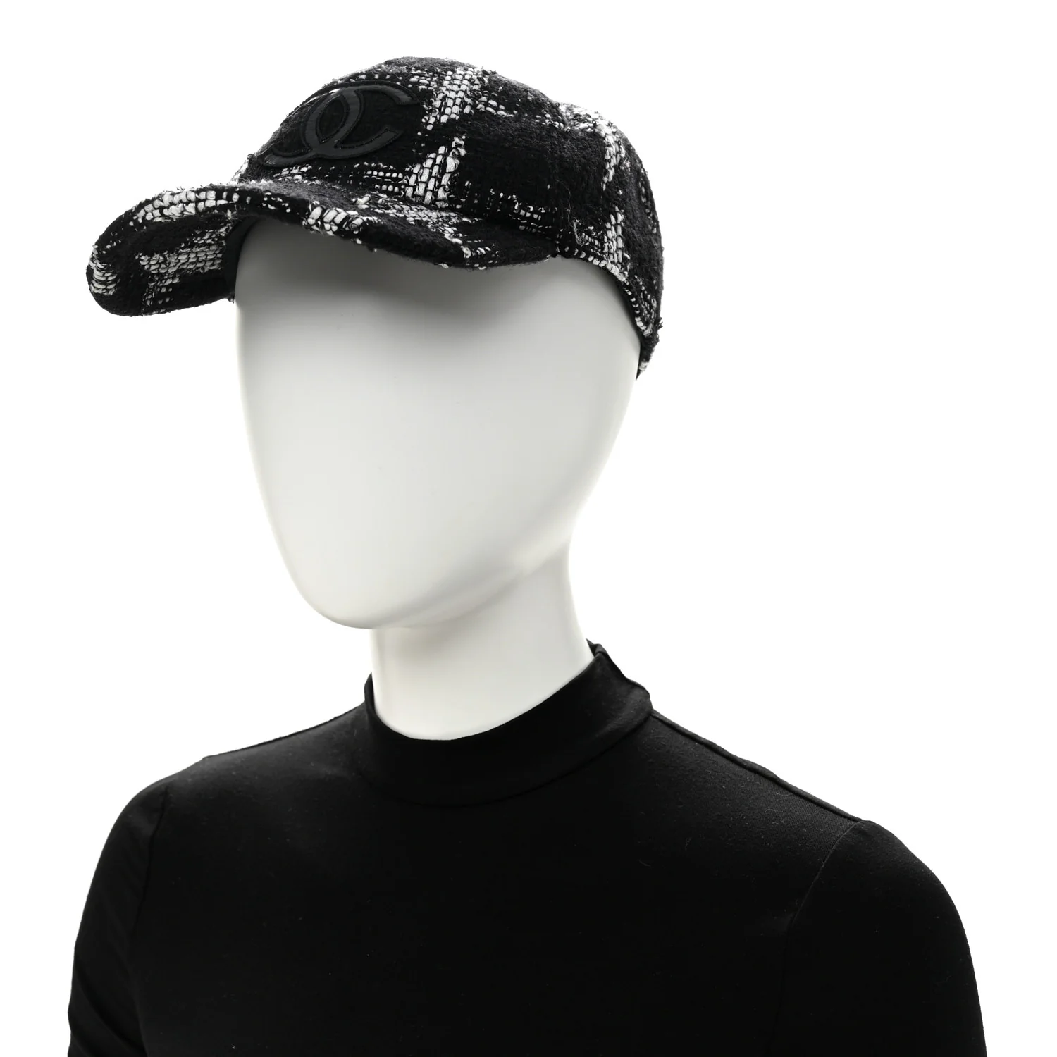 Tweed Cap Hat L Black White - Image 2