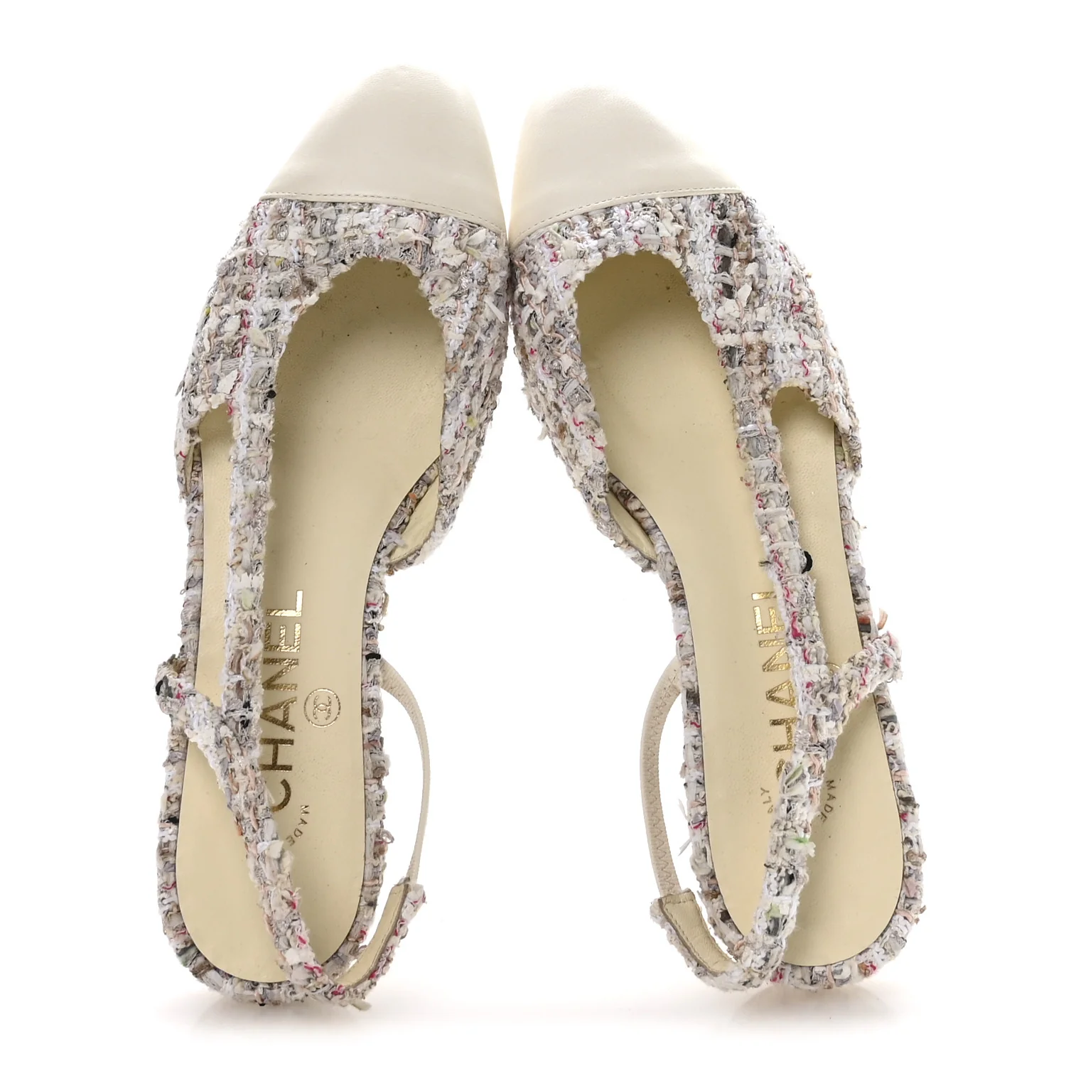 Tweed Cap Toe CC Slingback Flat 37 White - Image 2