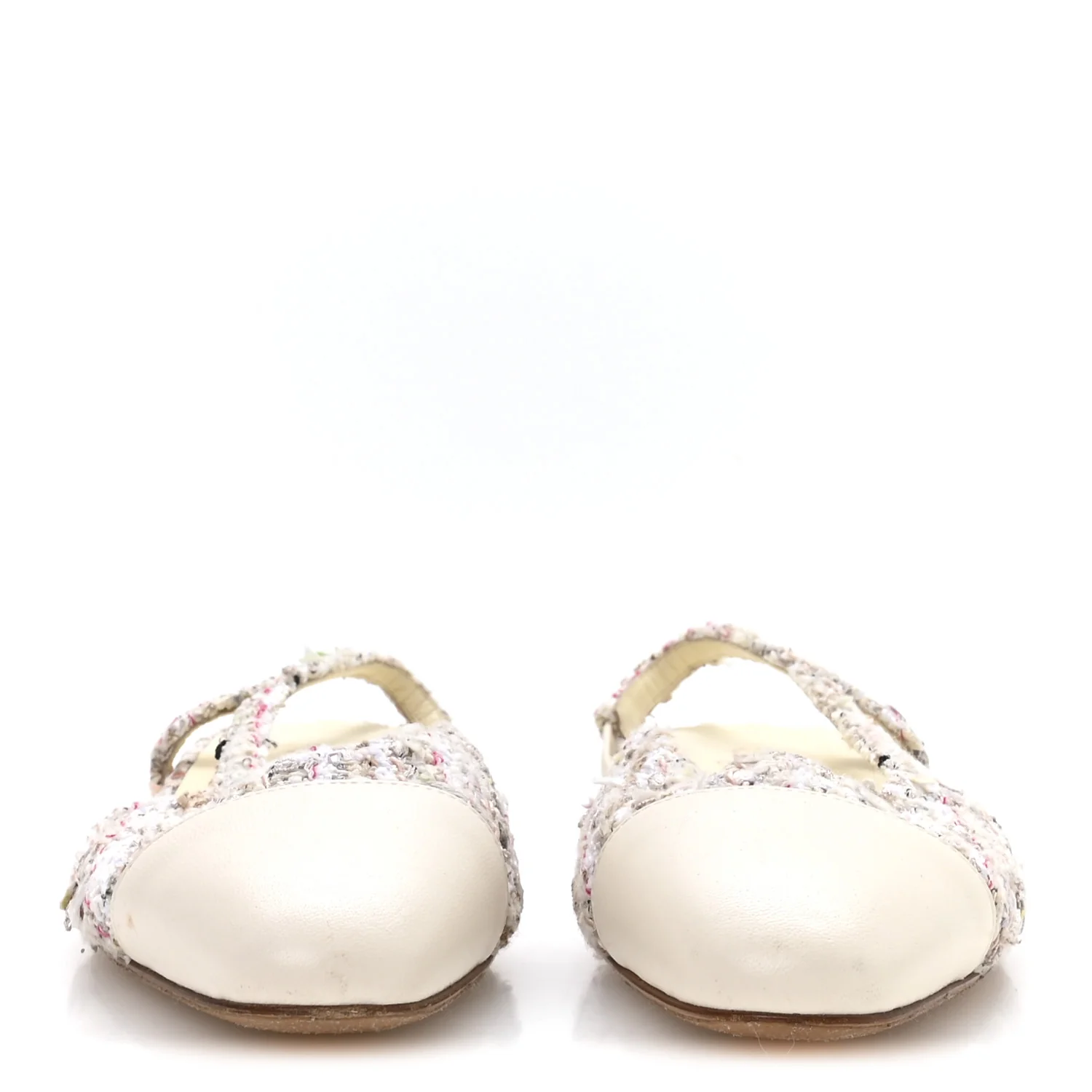 Tweed Cap Toe CC Slingback Flat 37 White - Image 3