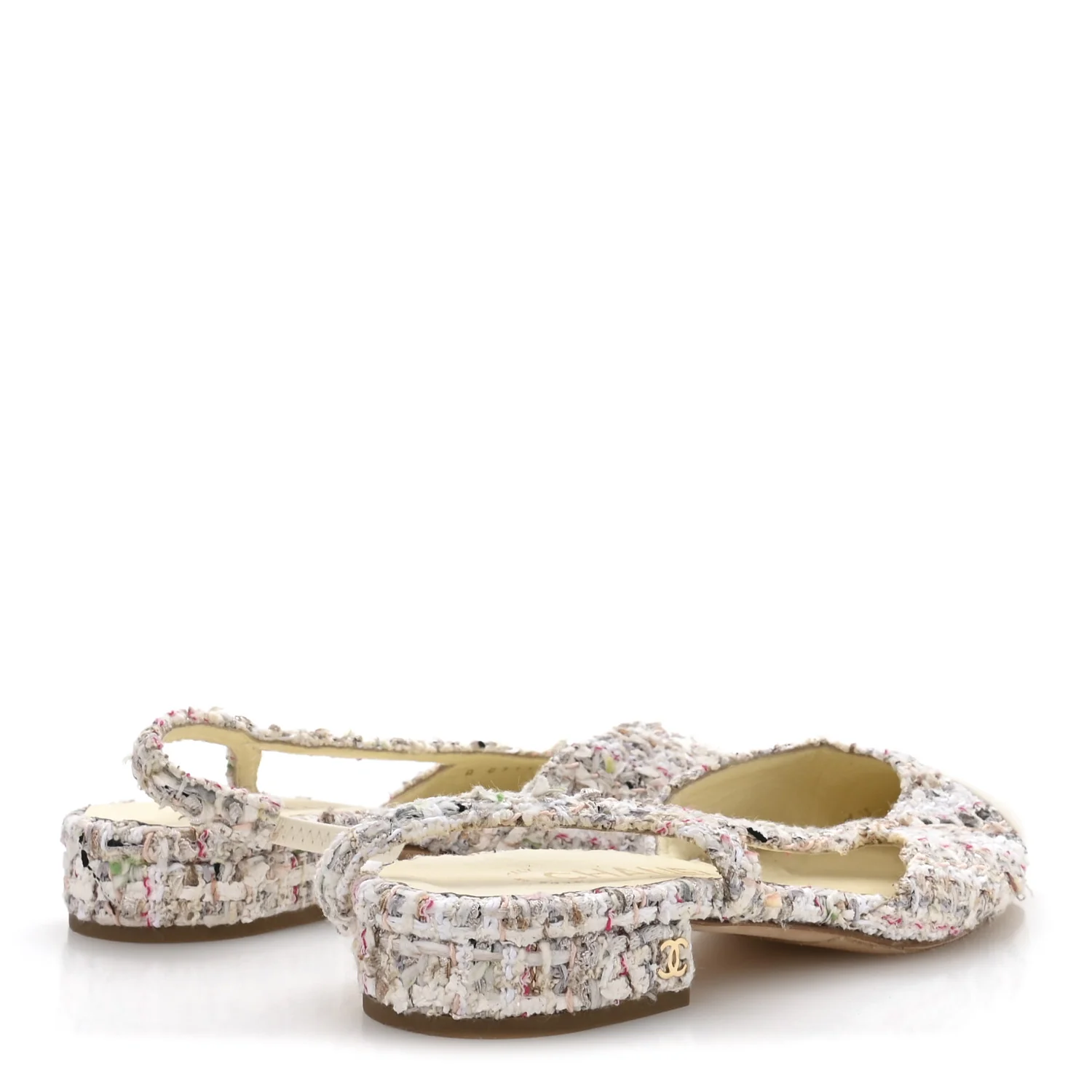 Tweed Cap Toe CC Slingback Flat 37 White - Image 5