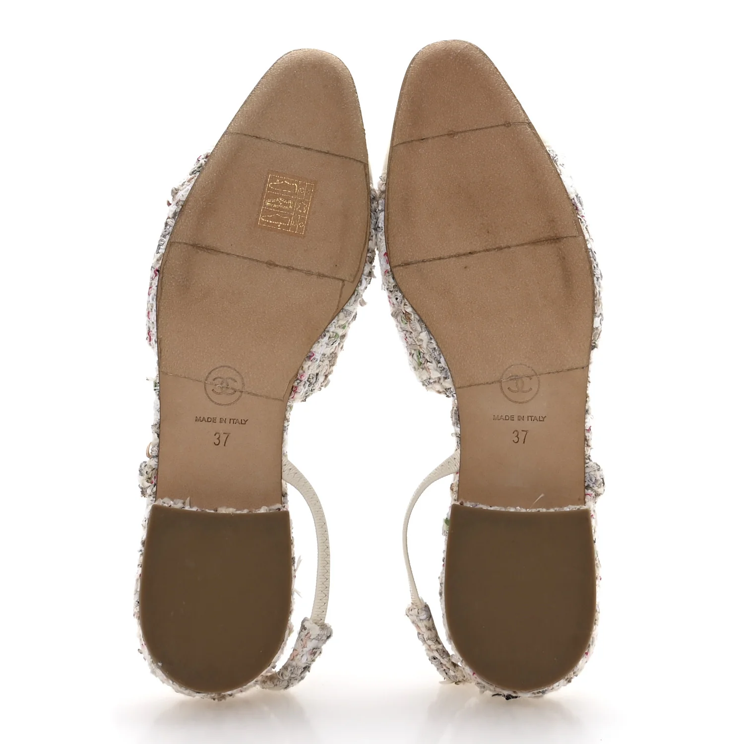 Tweed Cap Toe CC Slingback Flat 37 White - Image 6