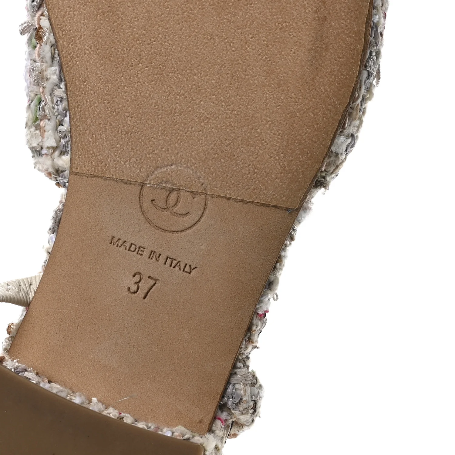 Tweed Cap Toe CC Slingback Flat 37 White - Image 7