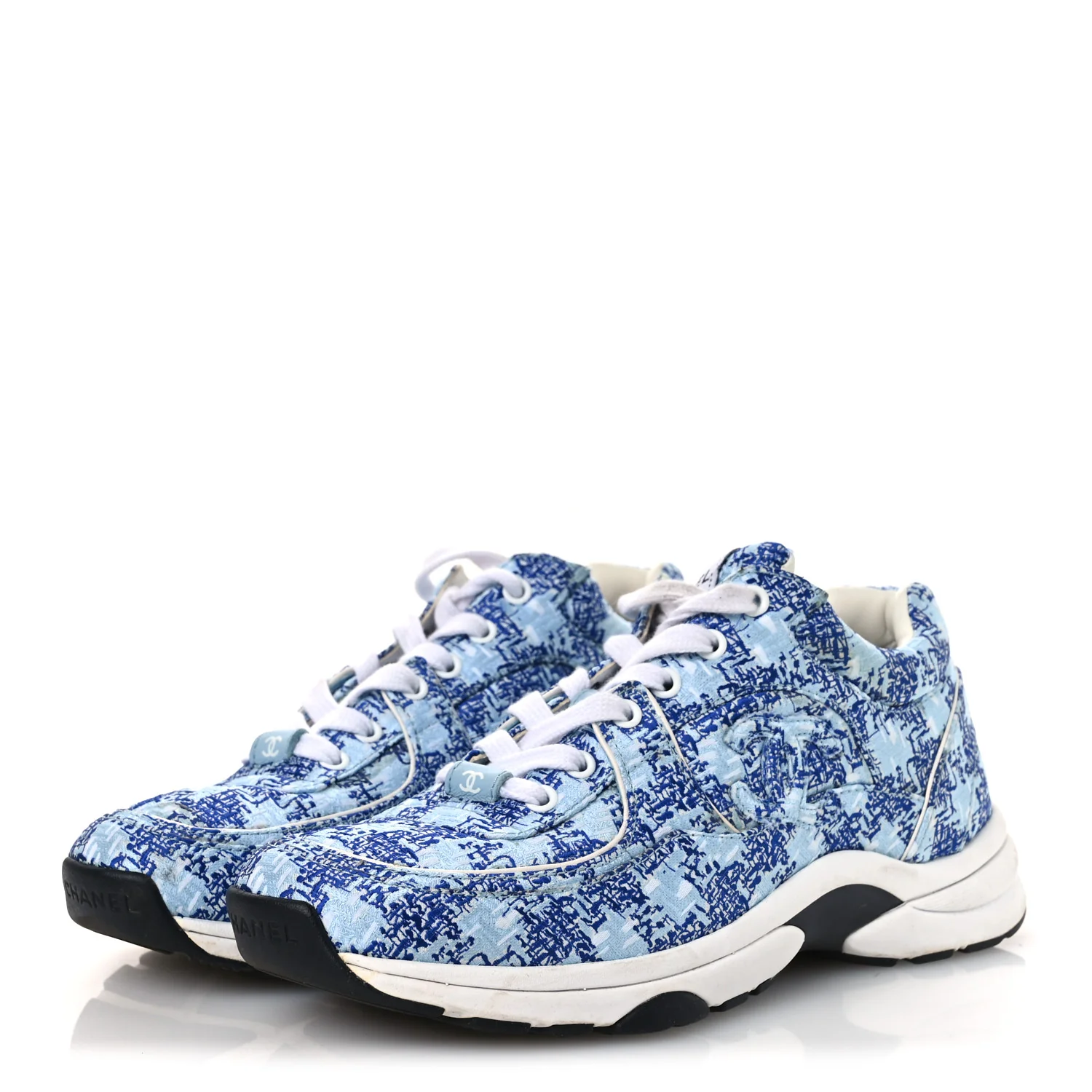 Tweed CC Sneakers 36.5 Blue White - Image 4