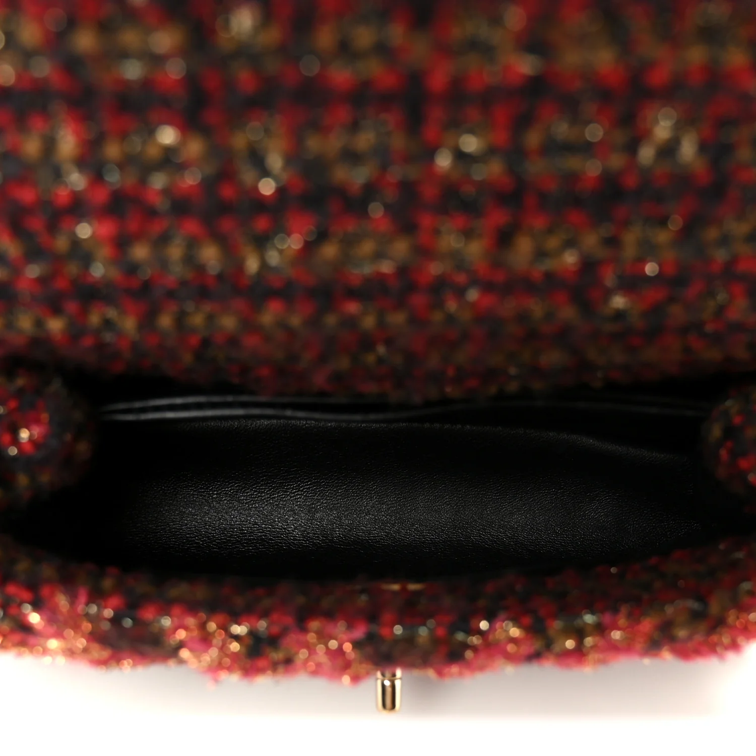 Tweed Fringe Mini Coco Handle Flap Red Black - Image 5