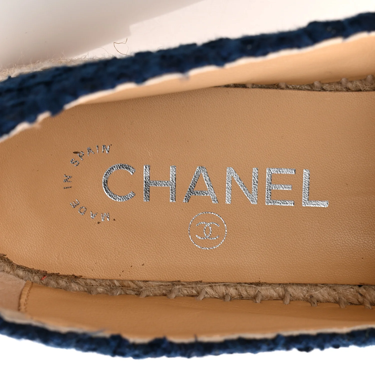 Tweed Grosgrain CC Espadrilles 37 Navy Black - Image 9