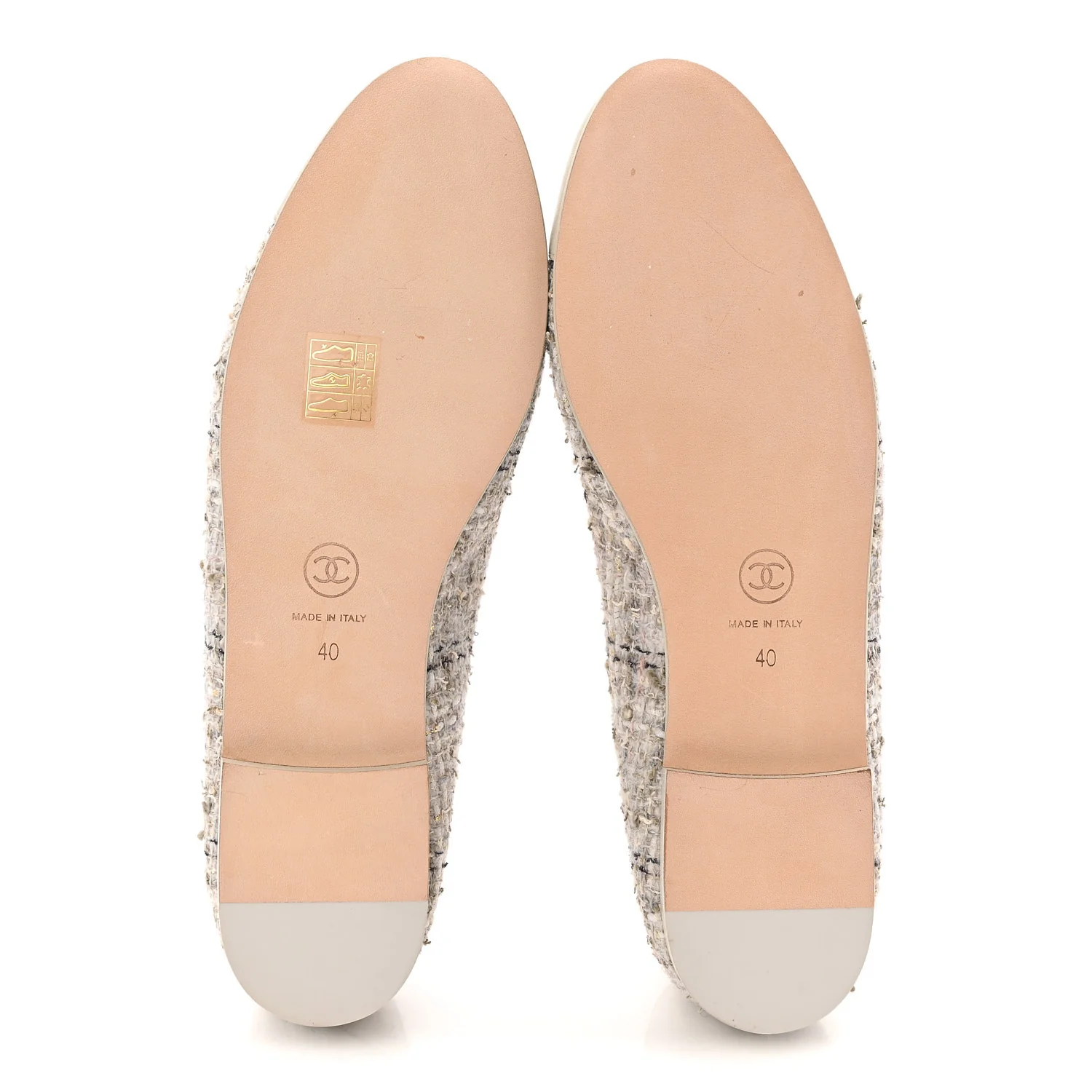 Tweed Lambskin Cap Toe Ballerina Flats 40 Grey Multicolor - Image 6