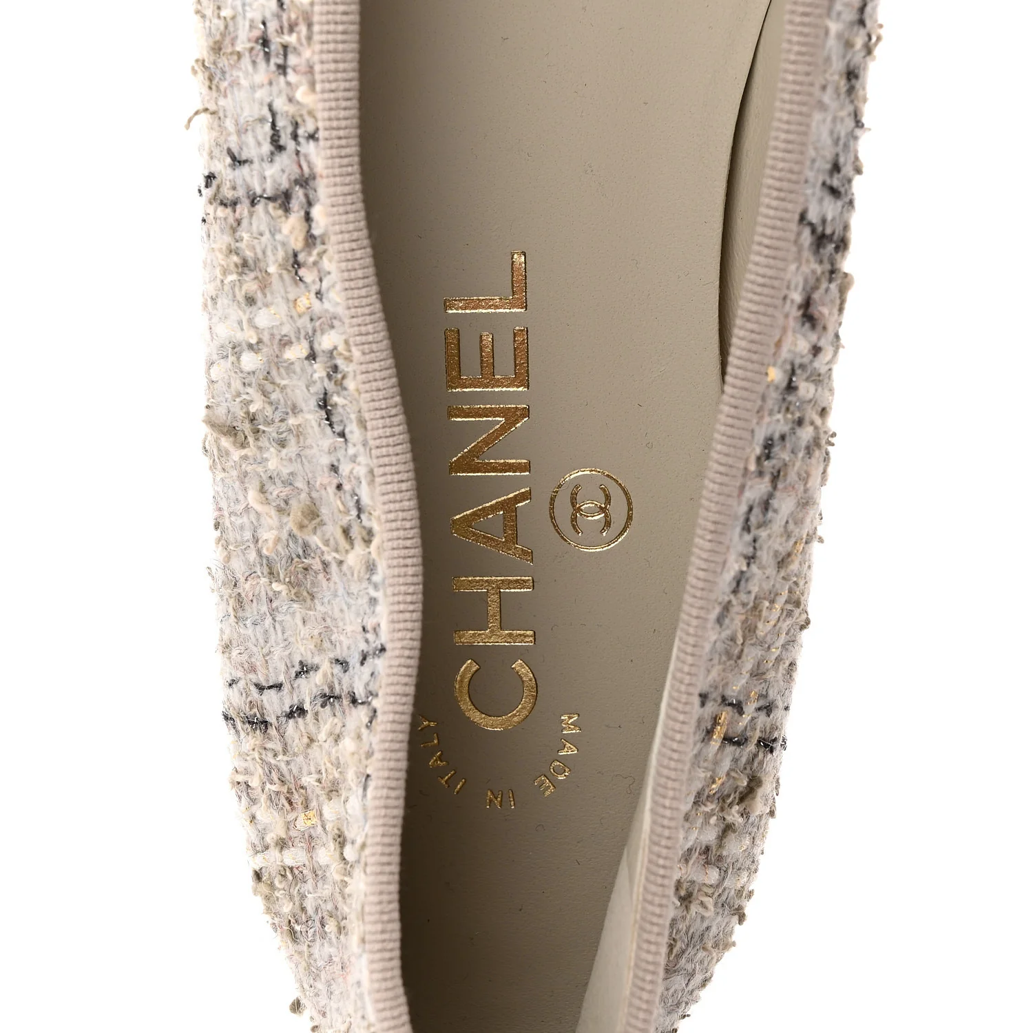 Tweed Lambskin Cap Toe Ballerina Flats 40 Grey Multicolor - Image 8