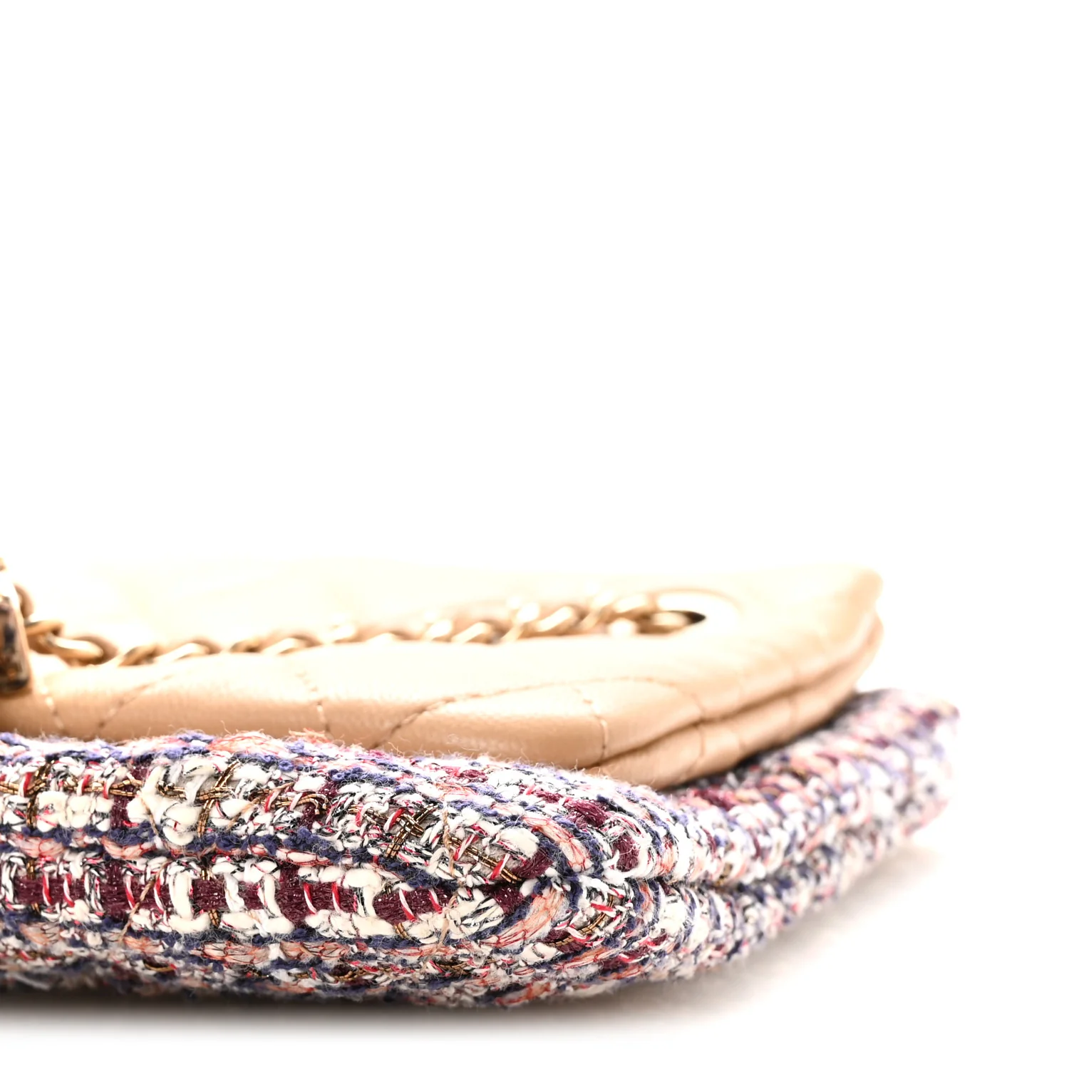 Tweed Lambskin Quilted Pouch Beige Multicolor - Image 10
