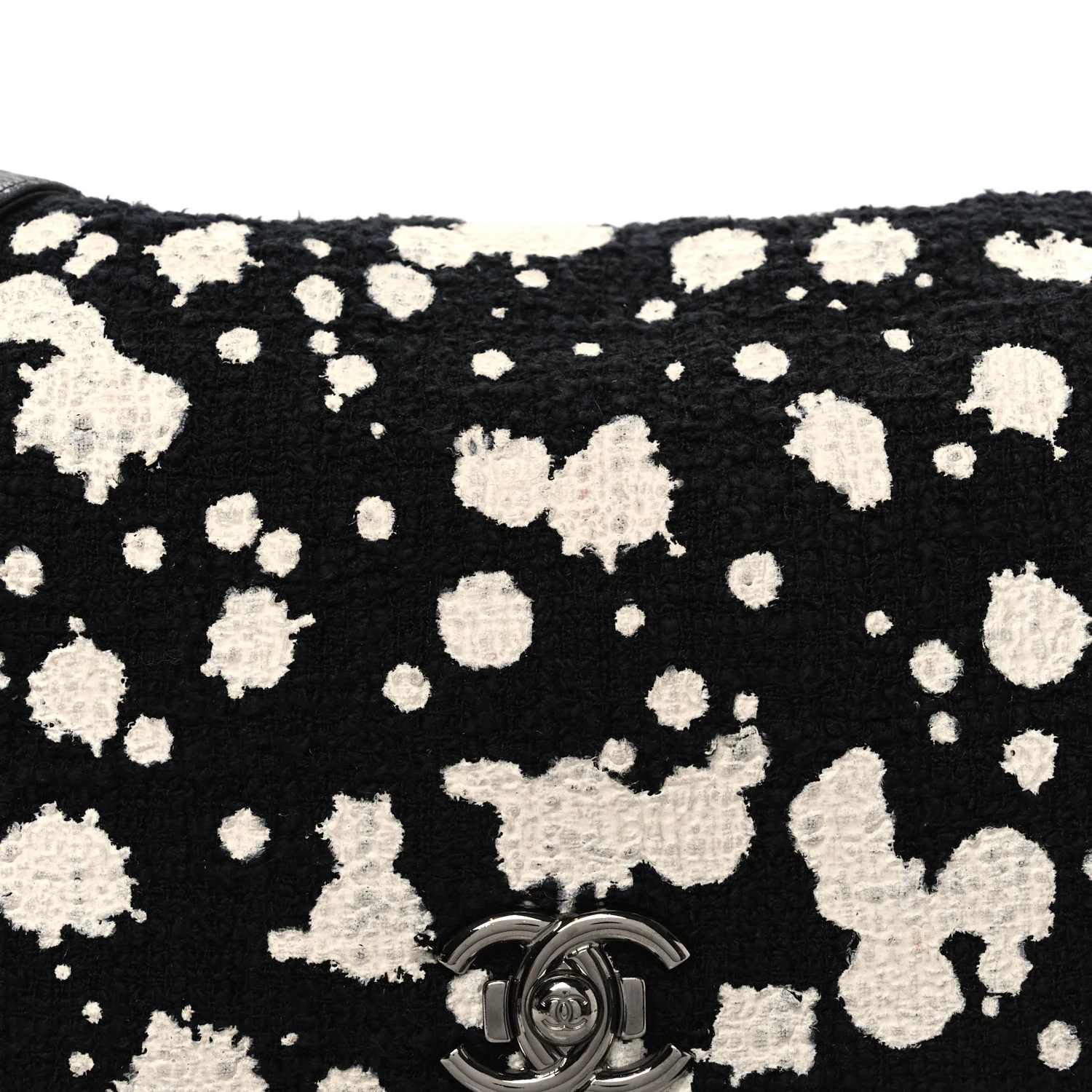 Tweed Paint Splatter Print Flap Black White - Image 8