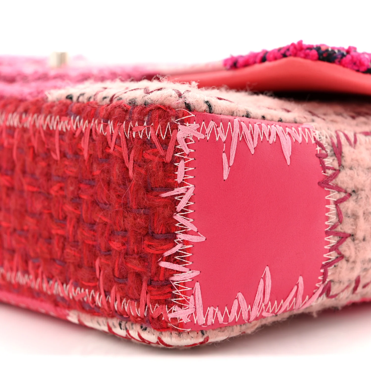 Tweed Patchwork Medium Single Flap Pink - Image 10