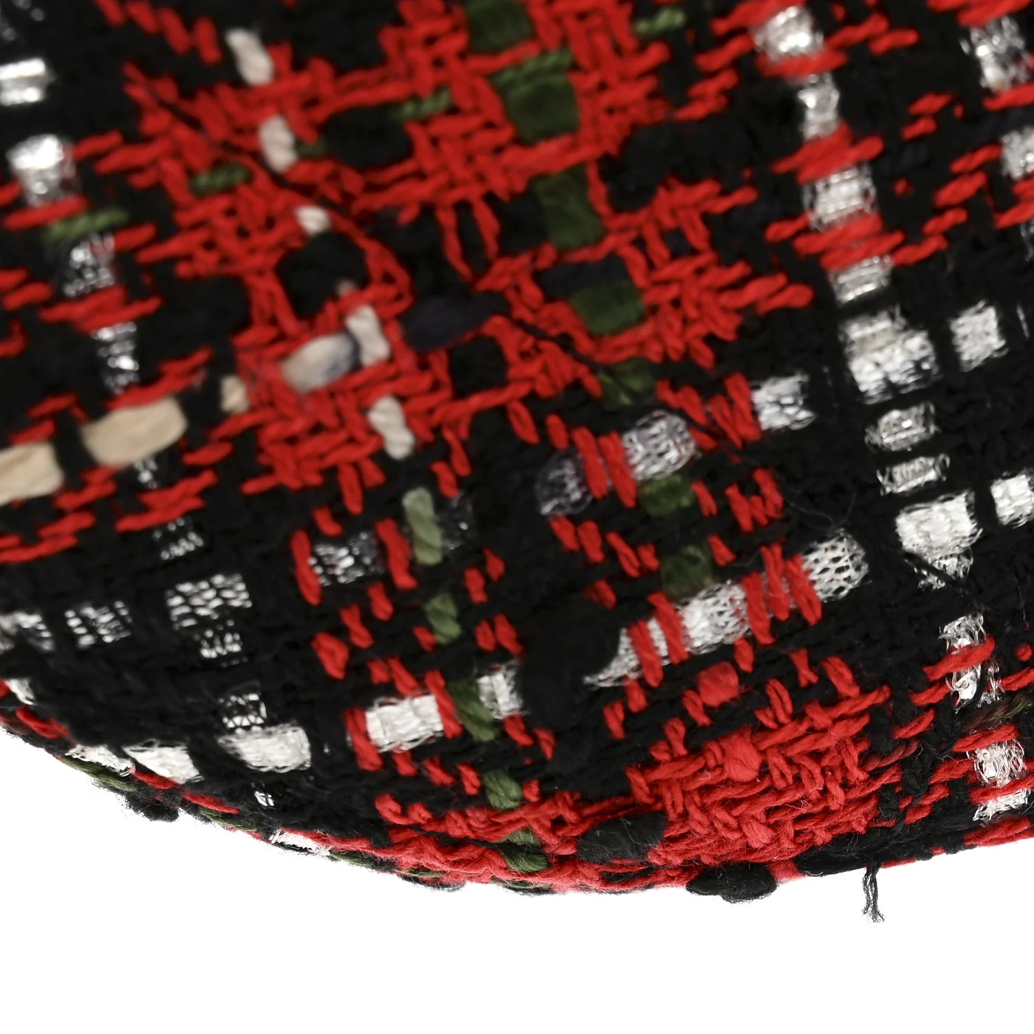Tweed Quilted Chanel 19 Round Clutch With Chain Red Black White Green - Image 11