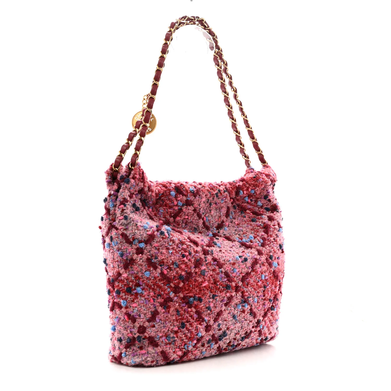 Tweed Quilted Chanel 22 Pink Burgundy - Image 4