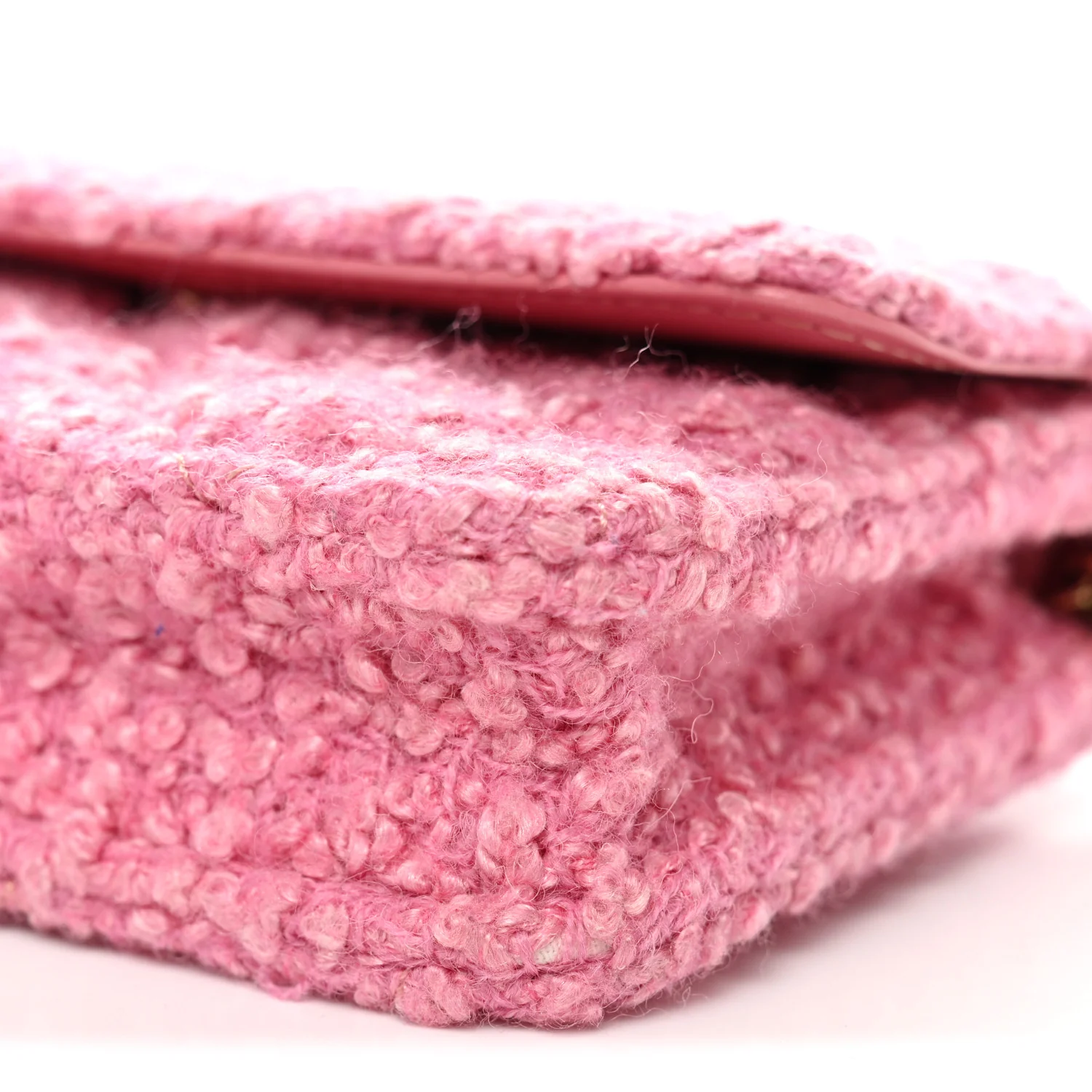 Tweed Quilted Flap Chain Waist Bag Pink - Image 11