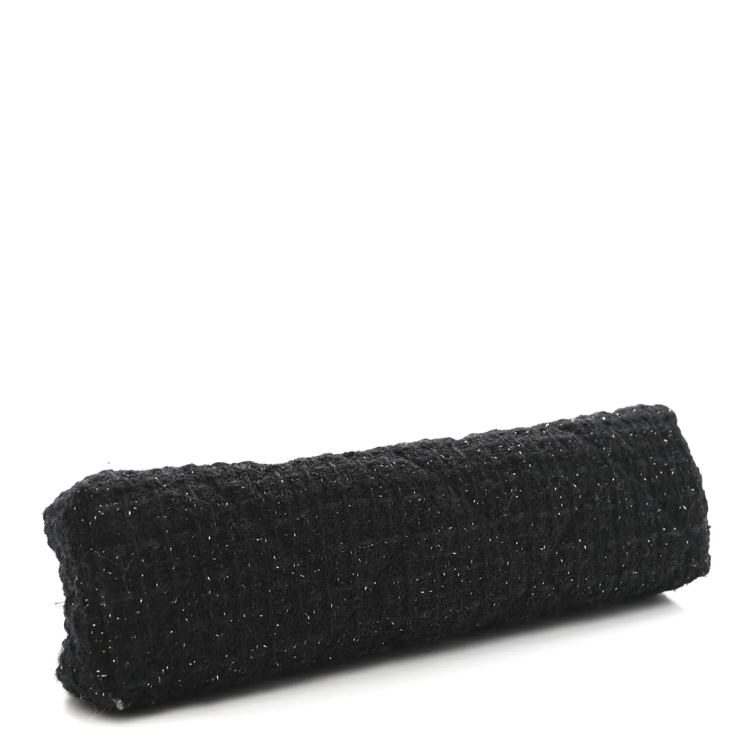Tweed Quilted Kiss Lock Clutch Black - Image 4