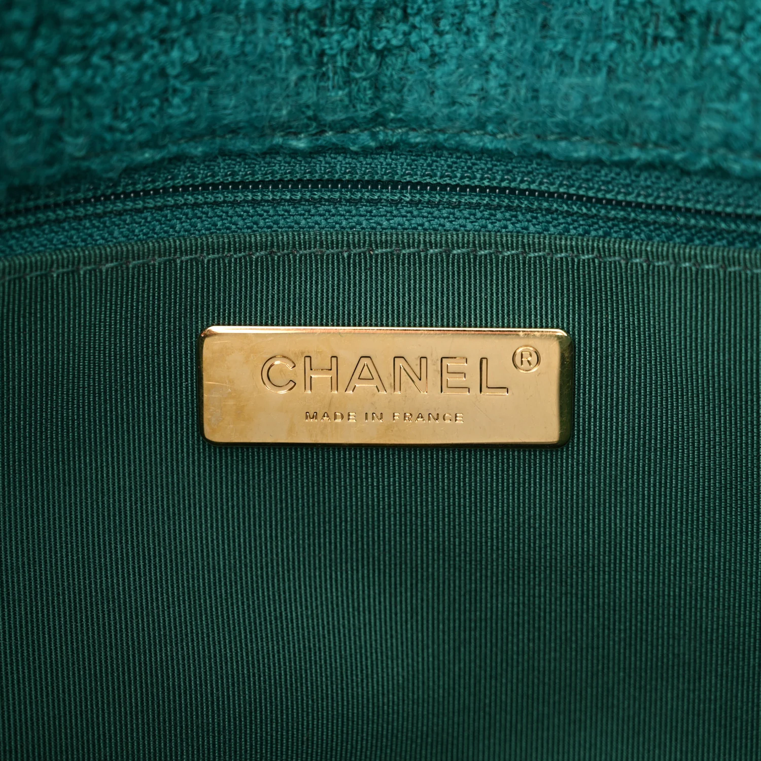 Tweed Quilted Large Chanel 19 Flap Green - Image 6