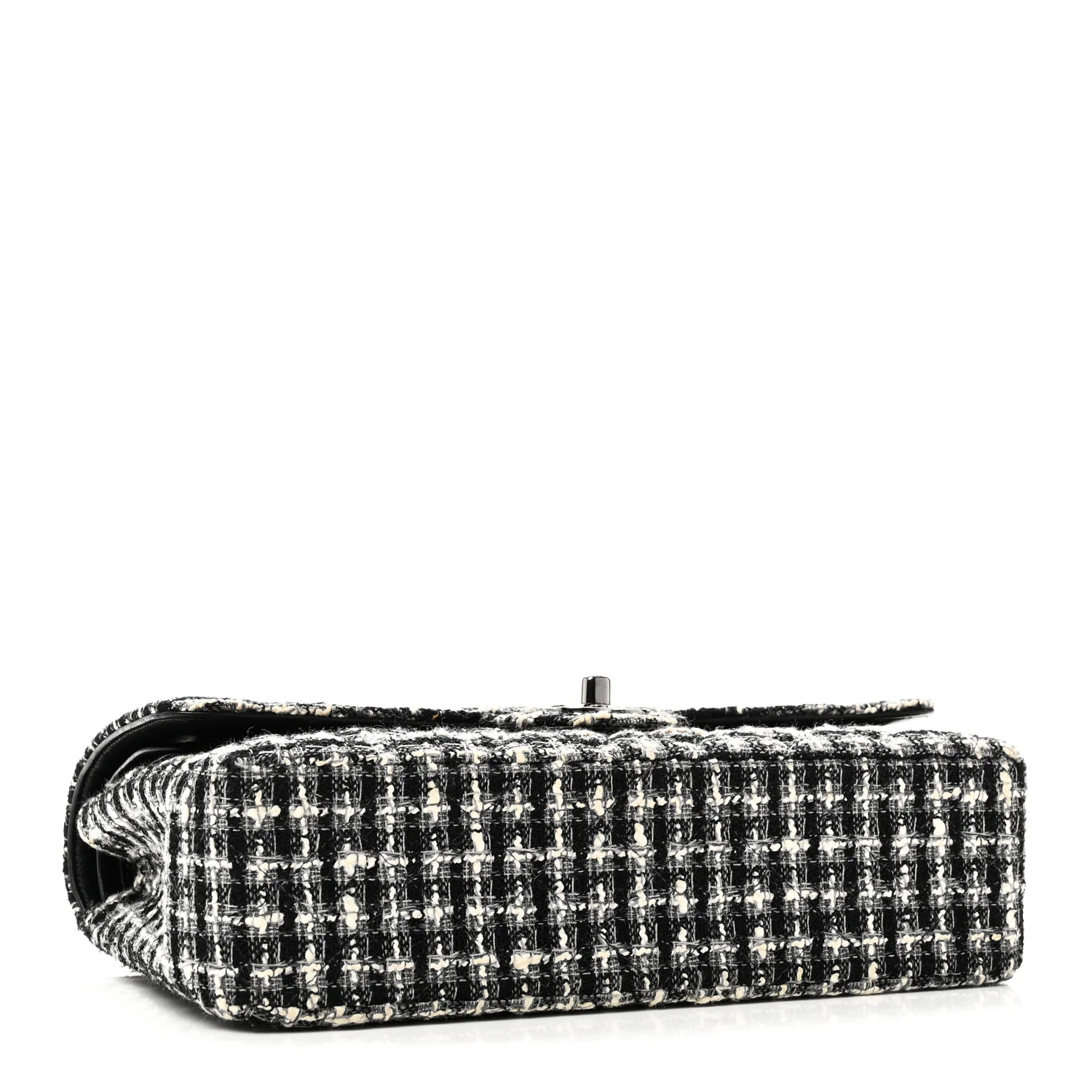 Tweed Quilted Medium Double Flap Black - Image 4
