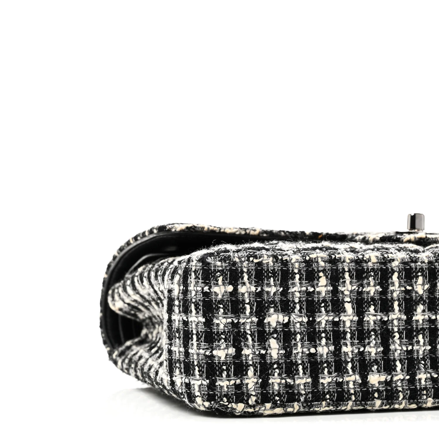 Tweed Quilted Medium Double Flap Black - Image 9