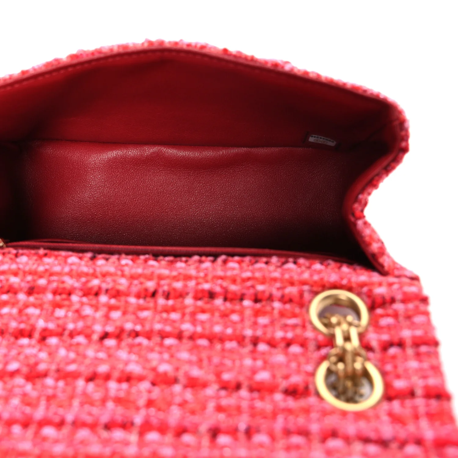Tweed Quilted Mini 2.55 Reissue Flap Red Ecru Black - Image 5