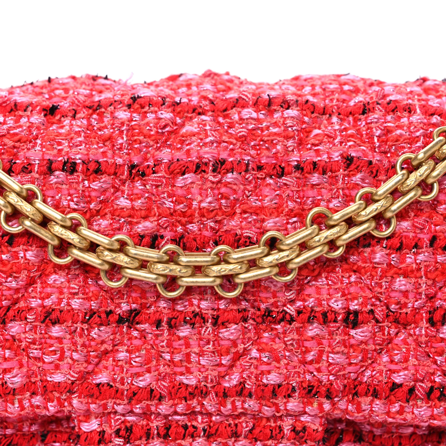 Tweed Quilted Mini 2.55 Reissue Flap Red Ecru Black - Image 8