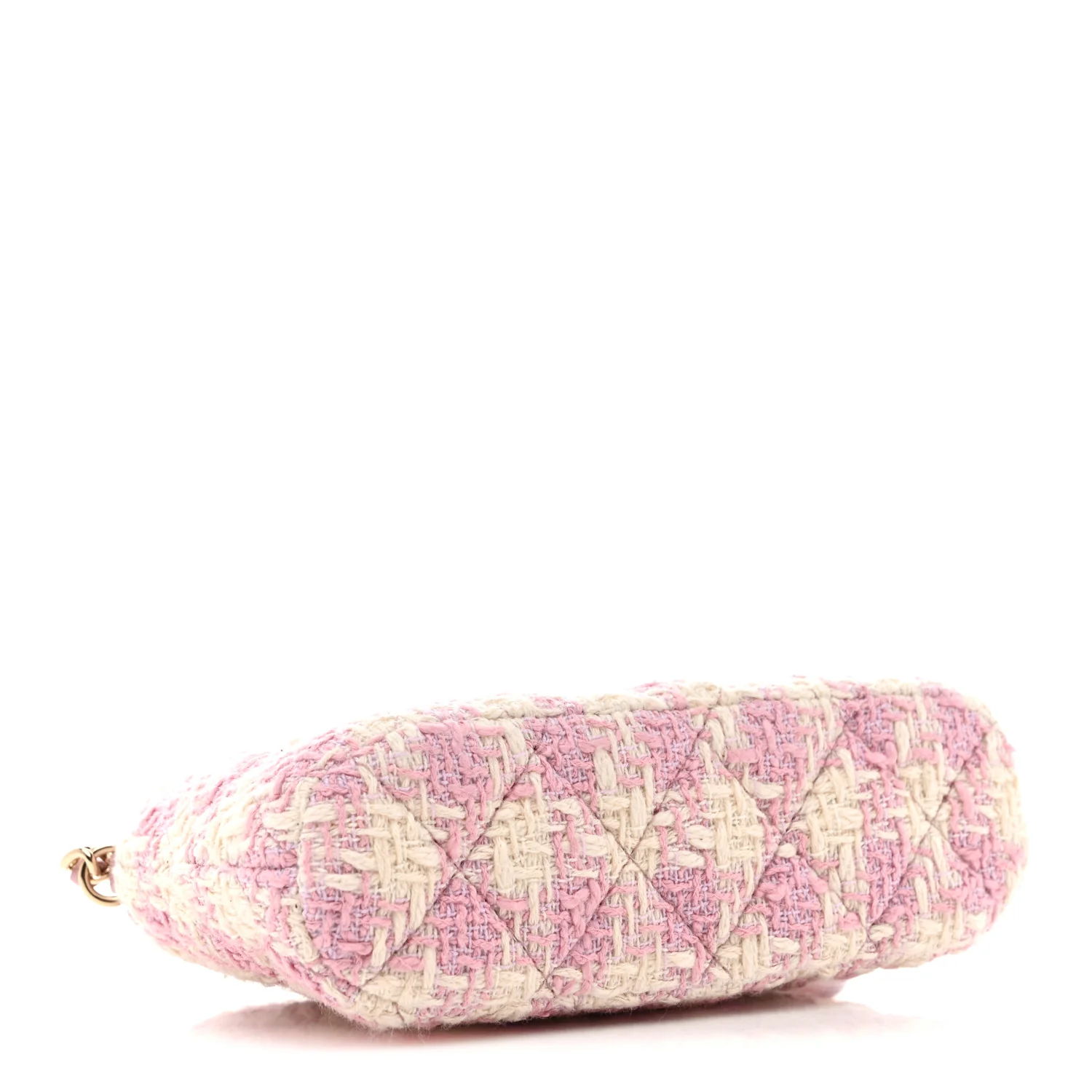 Tweed Quilted Mini Clutch With Chain Pink - Image 4