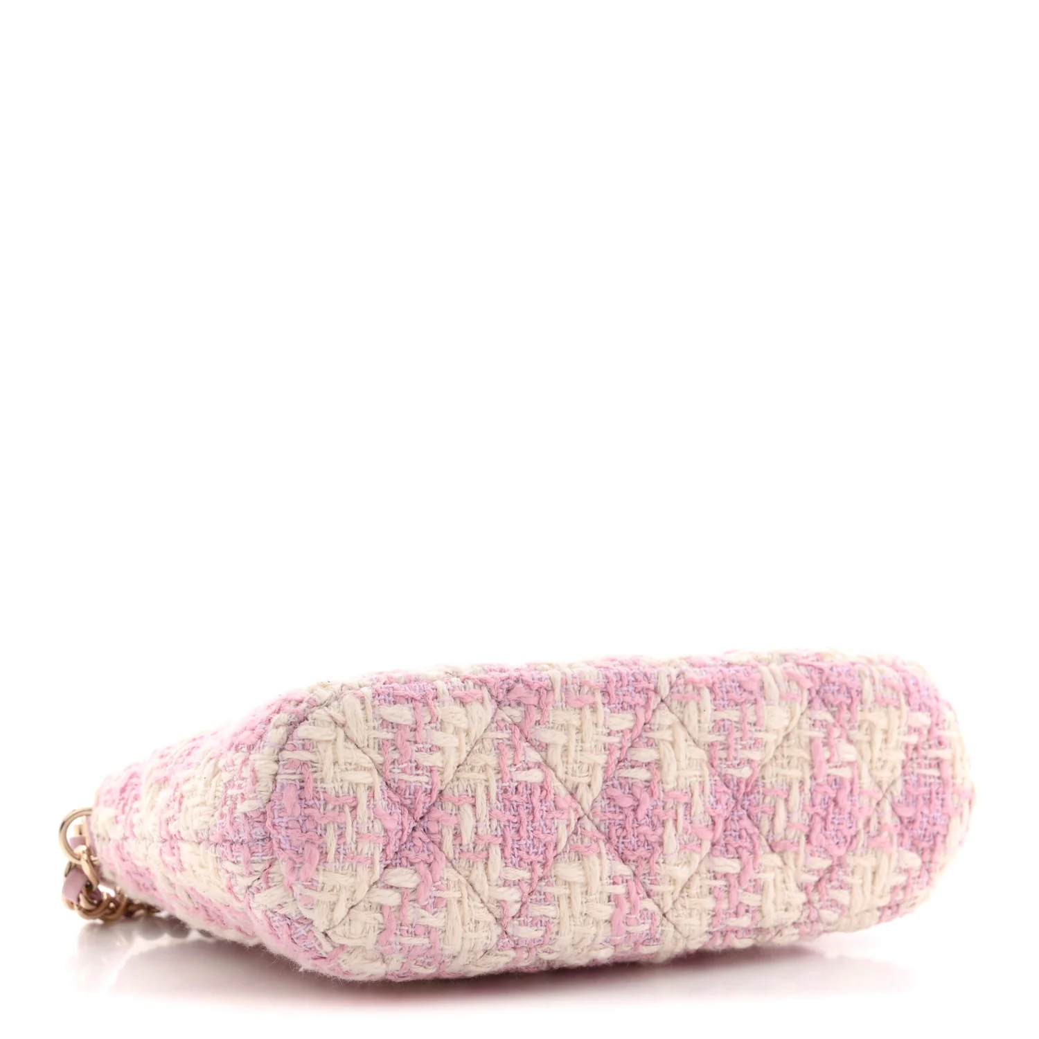 Tweed Quilted Mini Clutch With Chain Pink - Image 4
