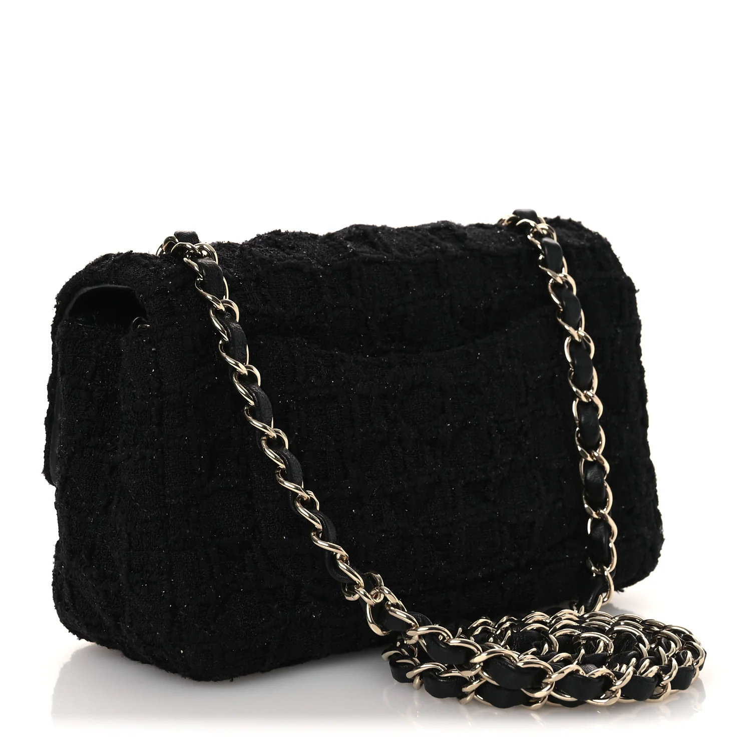 Tweed Quilted Mini Rectangular Flap Black - Image 2