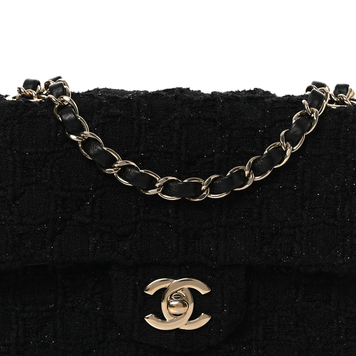 Tweed Quilted Mini Rectangular Flap Black - Image 7